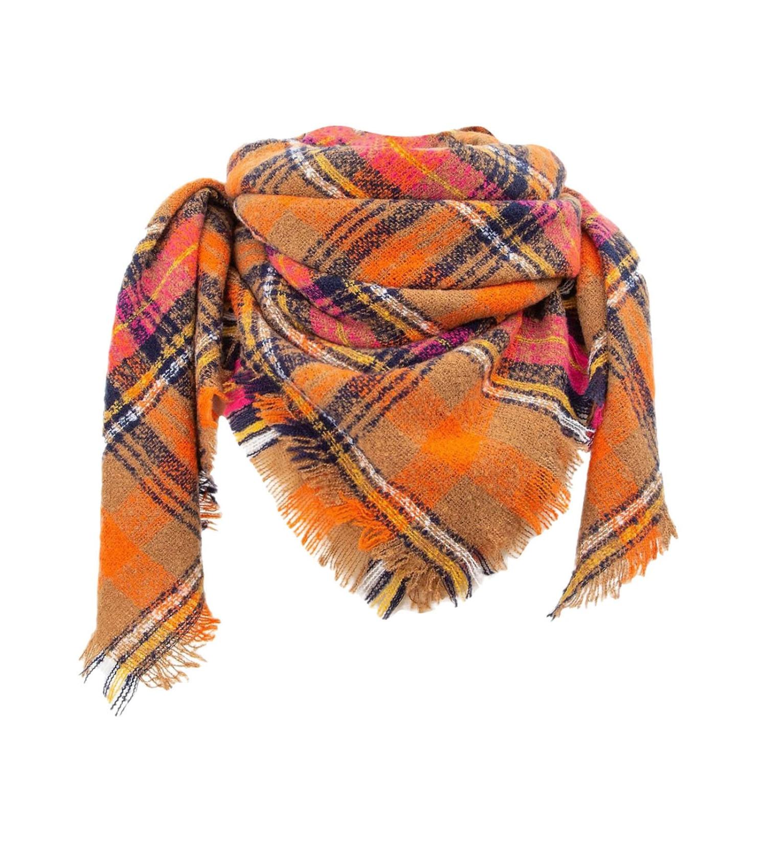 Elegant Women's Triangular Cashmere Scarf - Large Soft Orange Winter Scarf for Cold Weather - Buy Online on GoSupps.com