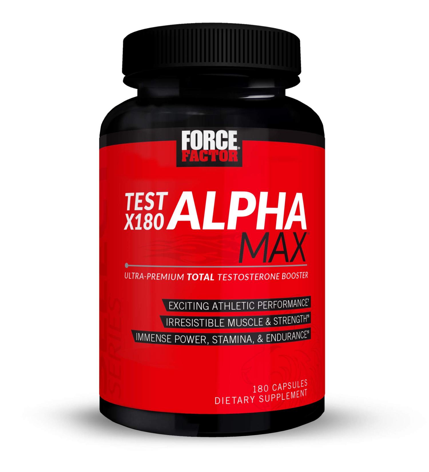 Buy FORCE FACTOR Test X180 Alpha Max Total Testosterone & Nitric Oxide Booster for Men | Enhance Athletic Performance & Blood Flow 180 Capsules - Buy Online on GoSupps.com