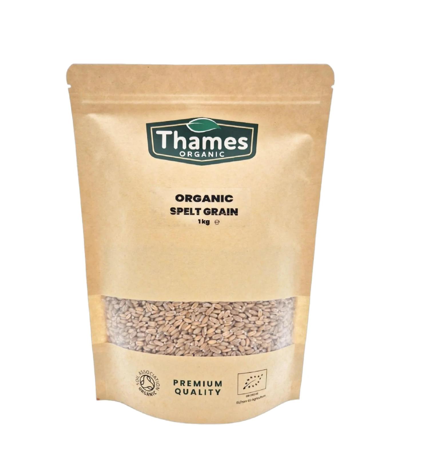 Thames Organic Spelt Grain Nutty & Hearty Versatile Whole Grain for Baking & Cooking Organic & Non-GMO Rich in Plant Protein & Fiber - Ideal for Vegan Vegetarian Diets 1kg - Buy Online on GoSupps.com