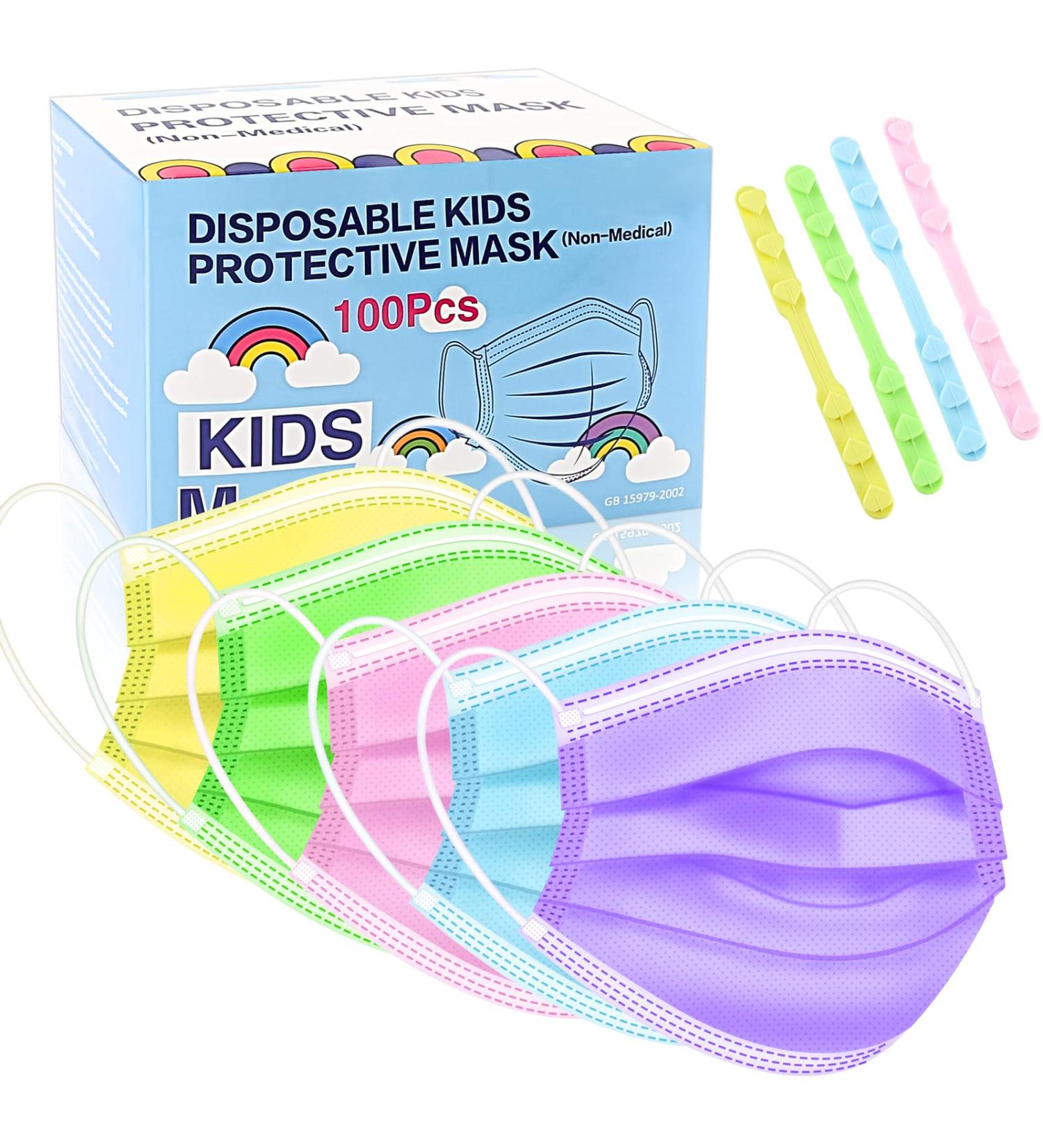 Rasav Kids Disposable Face Masks 100Pcs - Colorful & Cute 3 Ply Breathable Masks for Children - Girls & Boys - Buy Online on GoSupps.com