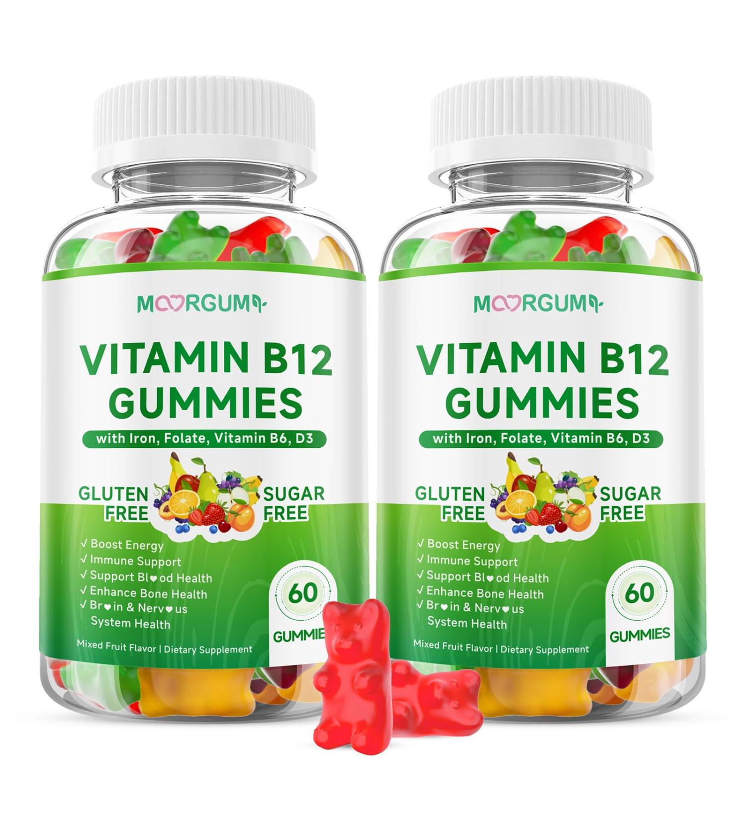 Methyl B-12 3000mcg Supplements for Kids & Adults Vitamins B12 (Methylcobalamin) Complex Gummies with Vitamin B6 D3 lron Folate Supports Energy Levels Nervous System Health 120 Count 60 Count (Pack of 2) - Buy Online on GoSupps.com