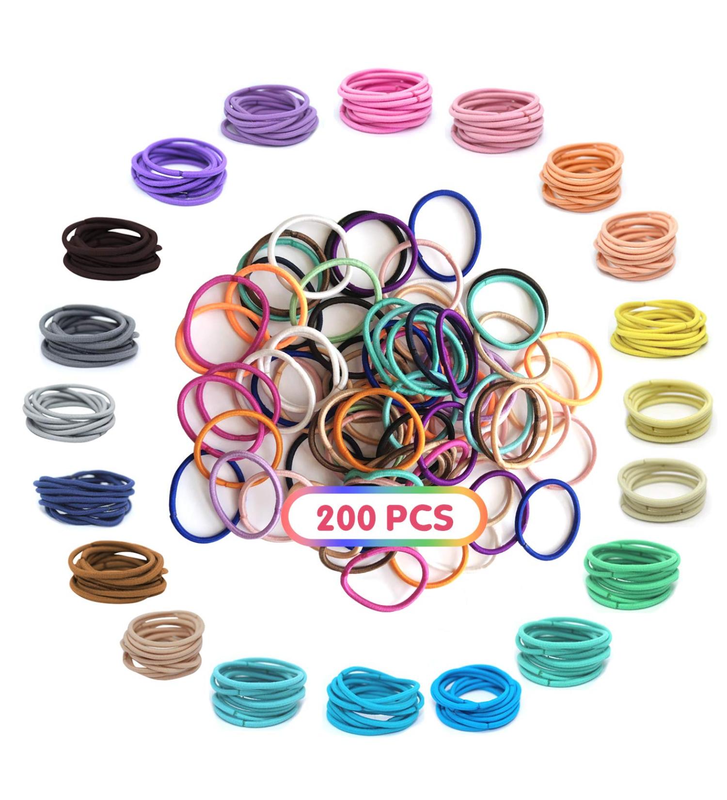 XCOZU 200 Pieces Baby Hair Ties Multicolor No Metal Elastics for Little Girls - 2.5cm x 0.2cm - Buy Online on GoSupps.com