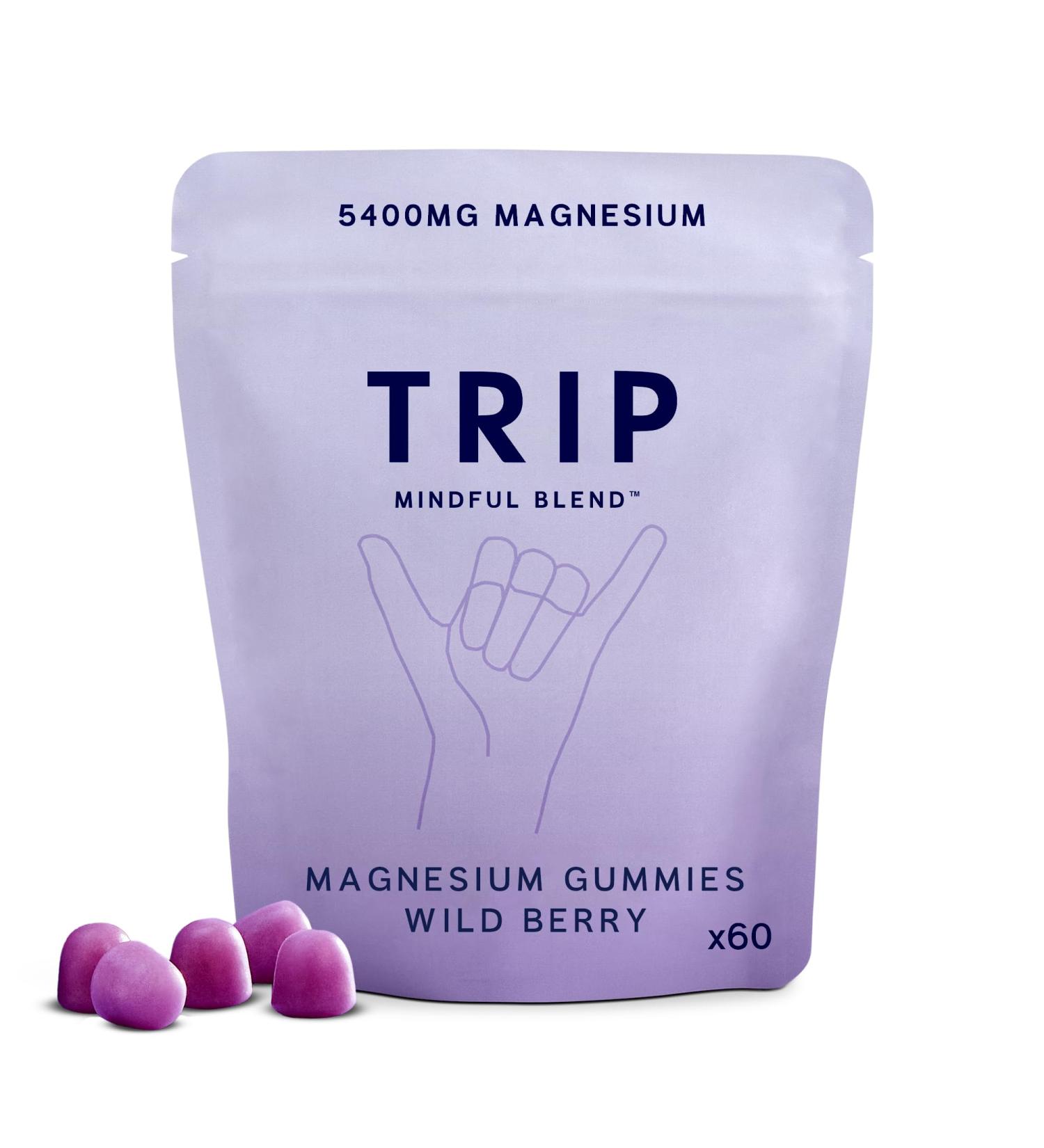 TRIP Magnesium Gummies Wild Berry 5400mg Magnesium Citrate per Pack 90mg x 60 Gummies Highly Absorbable Electrolyte Balance Plant-Powered Sugar-Free & 3rd Party Tested - Buy Online on GoSupps.com
