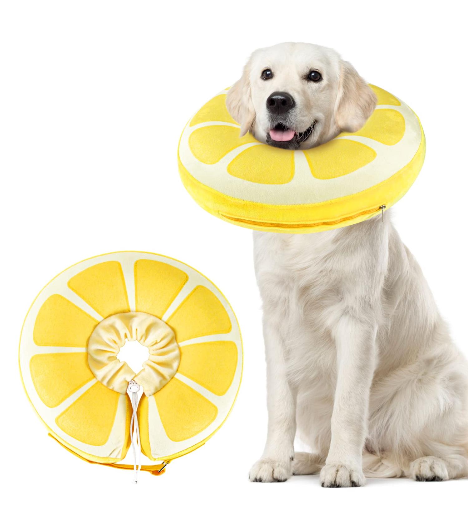 Suplutux Inflatable Hinge Dog & Cat Collar - Adjustable Leak Protection & Comfort for Recovery | Anti-Blocking View - Size S Yellow - Buy Online on GoSupps.com