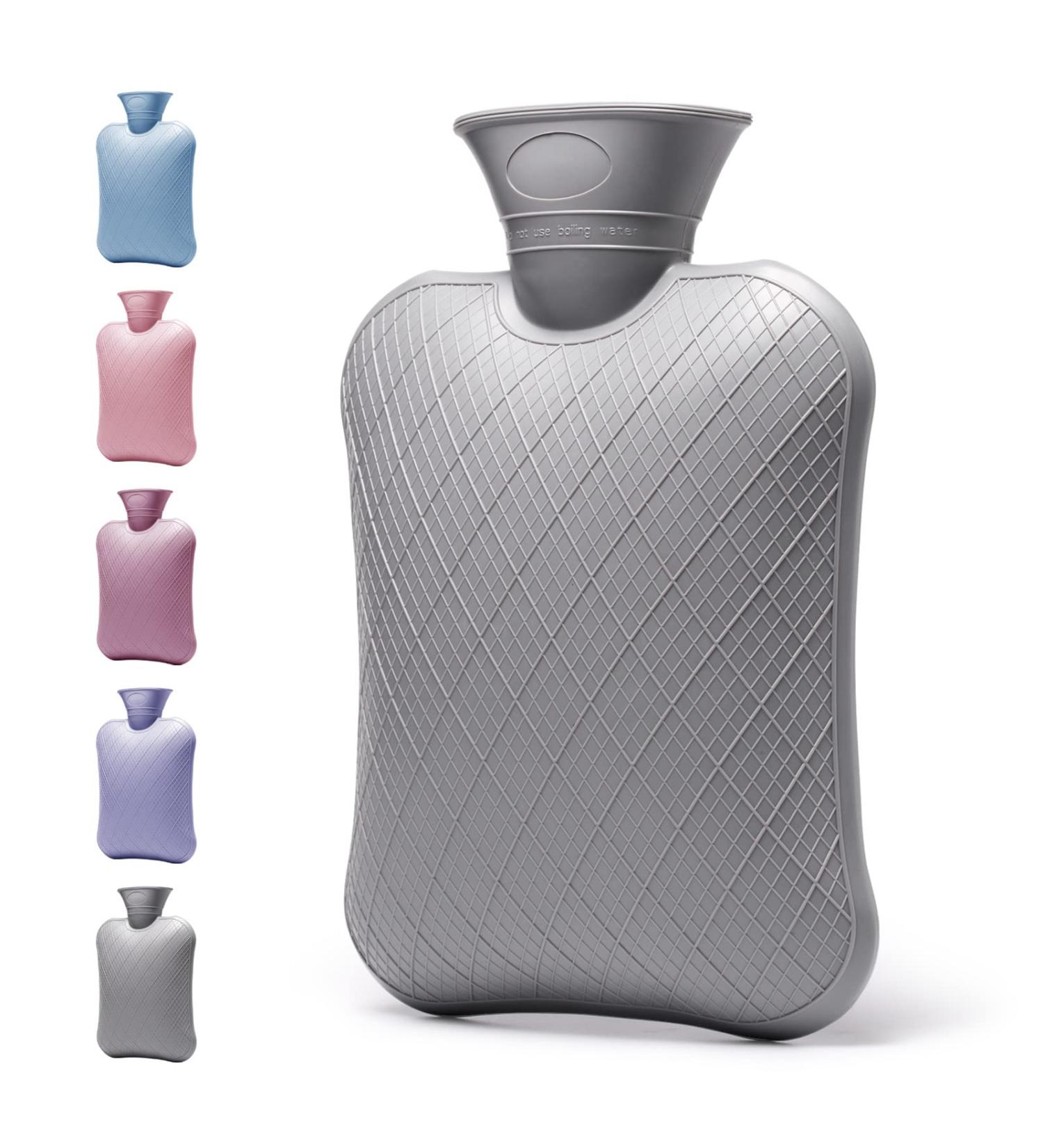 ANMIA Extra Large 2L Hot Water Bottle for Pain Relief & Bed Warming - Eco-Friendly Non-Toxic Rubber/Silicone - Grey - Buy Online on GoSupps.com