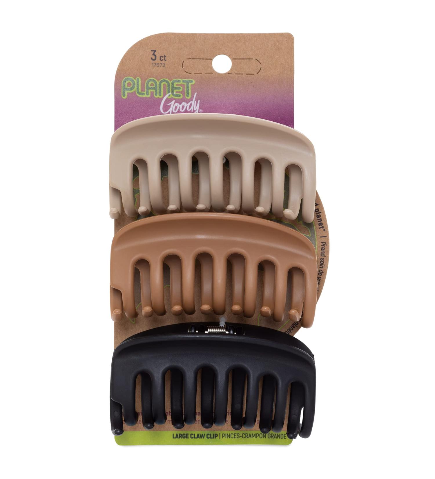 Planet Goody Sustainable Round Claw Clips  Assorted Colors (Colors may vary)  3 Counts (Pack of 1) - Pain-Free Hair Accessories for Women  Men  Boys and Girls NEUTRAL
