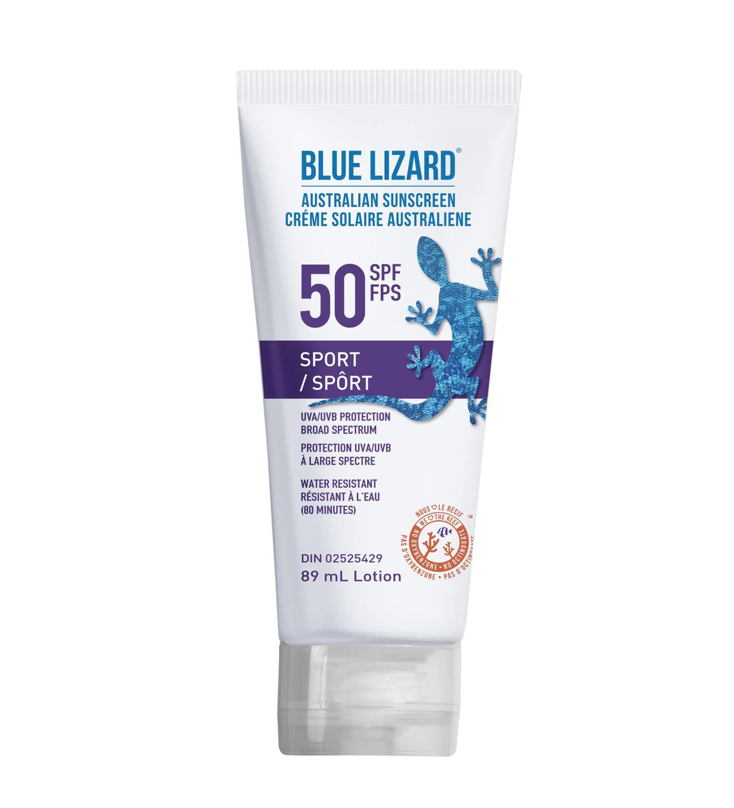 Blue Lizard Sport SPF 50 Mineral-Based Sunscreen Lotion - SPF 50 Broad Spectrum UVA/UVB Water Resistant (Up to 80 Minutes) - 89 mL 89 ml (Pack of 1) - Buy Online on GoSupps.com