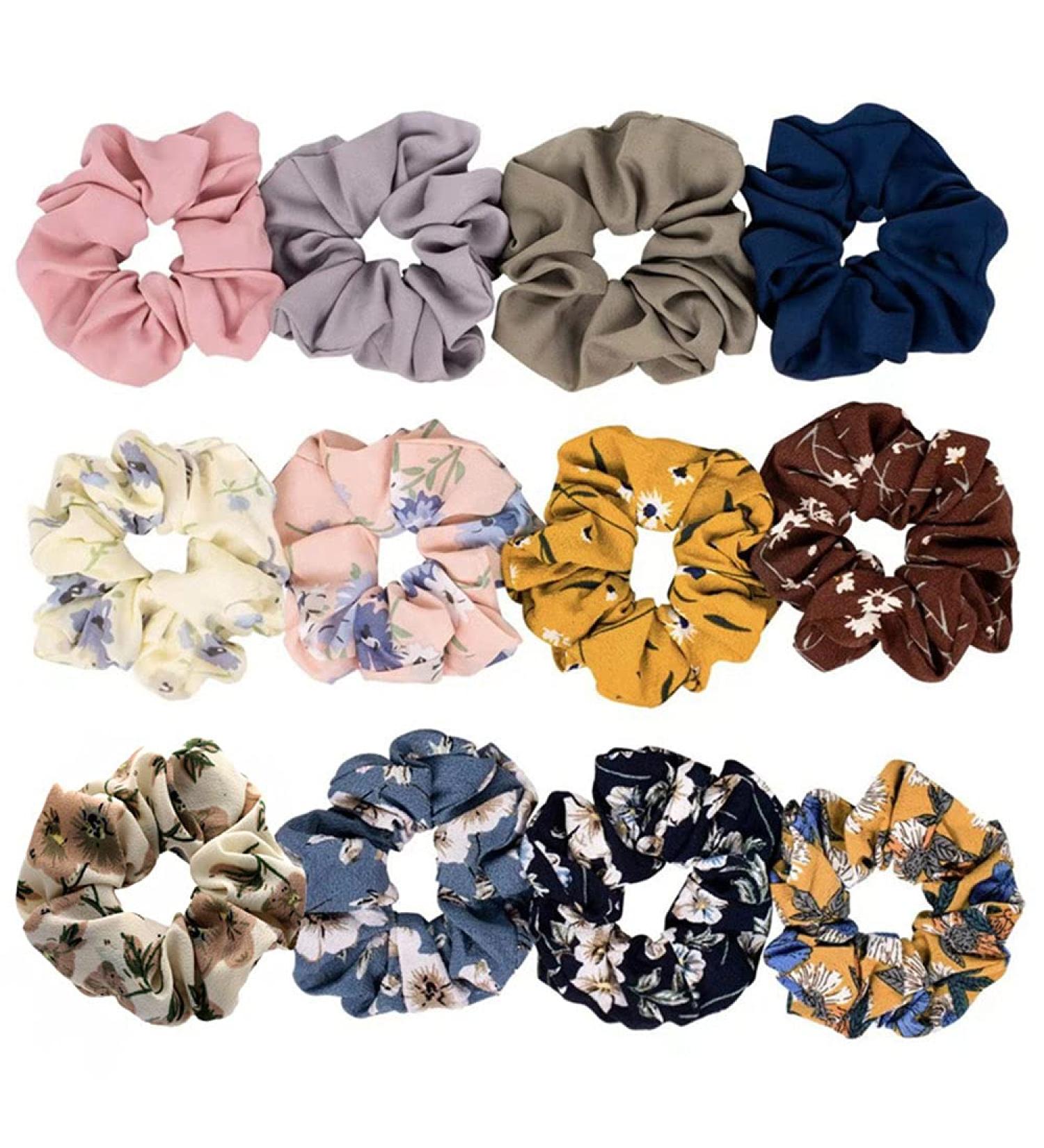12PCS Velvet Scrunchies Hair Ties Set - Elastic Hair Bands for Women & Girls - Perfect Rubber Bands for All Hair Types - Buy Online on GoSupps.com