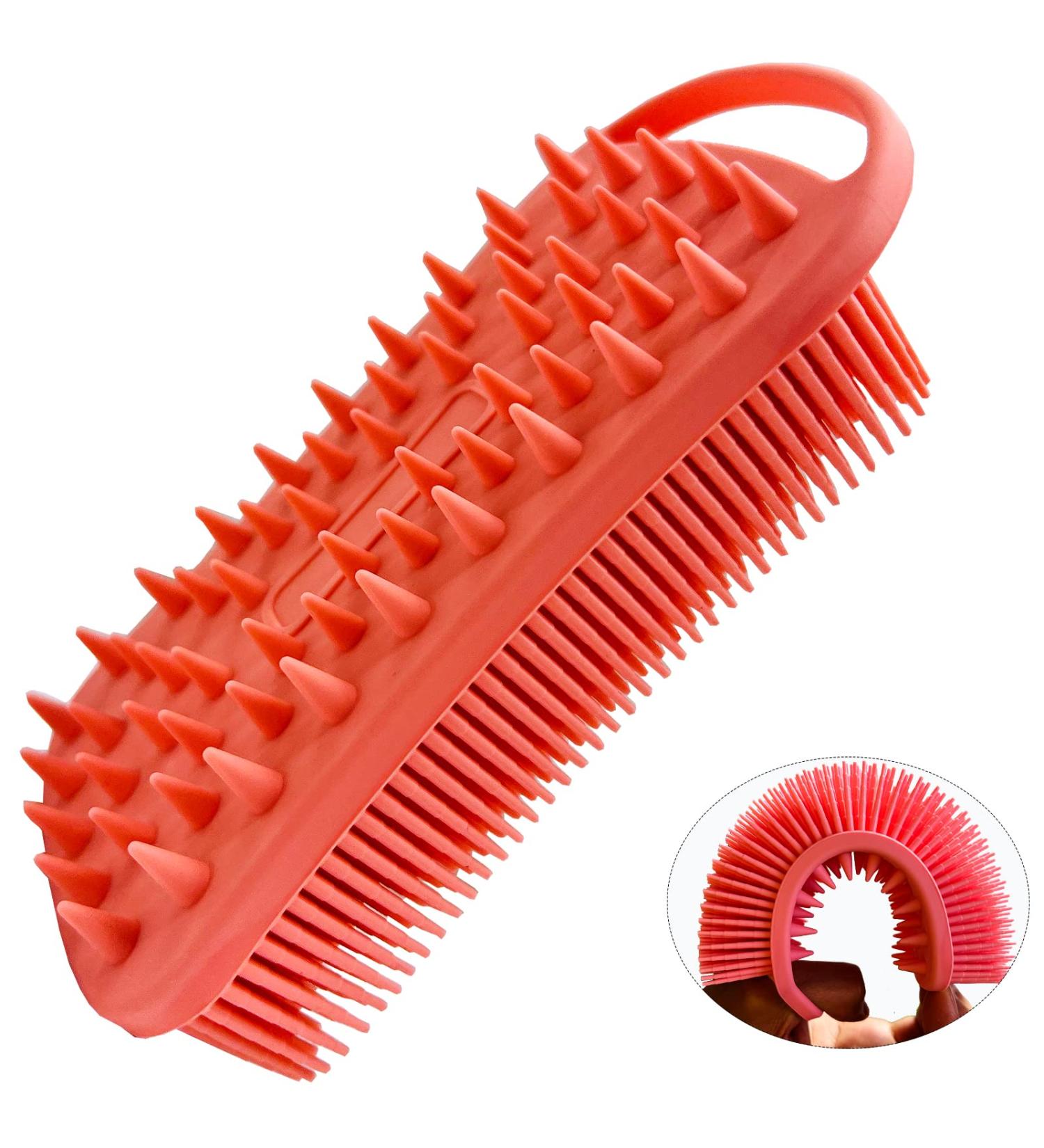 MAKEVAYEE 2-in-1 Silicone Body Scrubber & Scalp Massager - Gentle Exfoliation - Pink - Buy Online on GoSupps.com