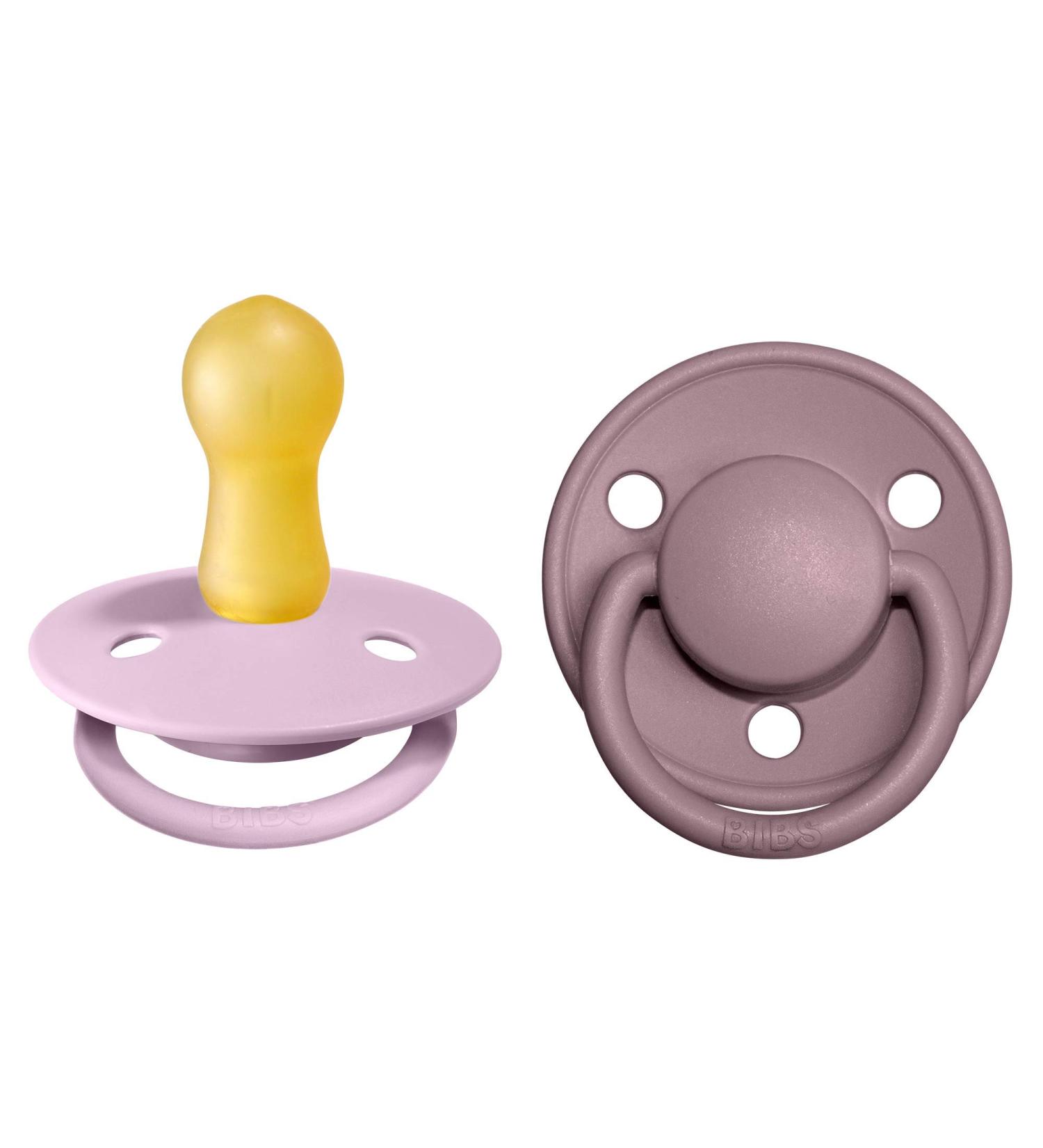 BIBSE de Lux BPA-Free Cherry Nipple 2-Pack | Natural Rubber Pacifiers for 6-18 Months | Made in Denmark - Dusky Lilac/Heather - Buy Online on GoSupps.com