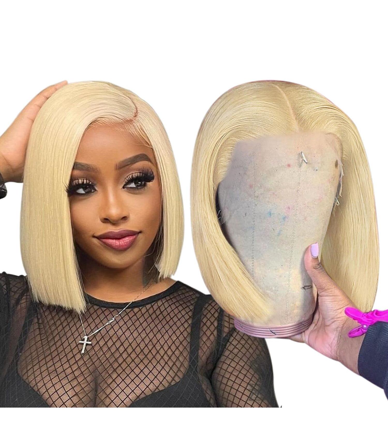 Dorosy 613 Blonde Bob Wig Human Hair 13x4 Lace Front Wig for Black Women | Pre Plucked Short Bob Wig with Baby Hair (8 inch) - Buy Online on GoSupps.com