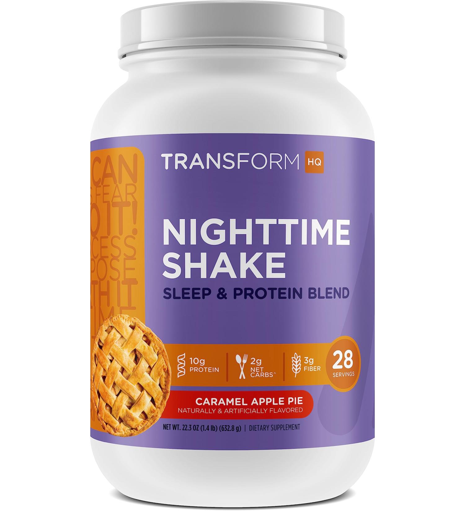 TransformHQ Nighttime Shake | Sleep + Protein Blend | Caramel Apple Pie Flavor | 28 Servings | International Shipping Available - Buy Online on GoSupps.com