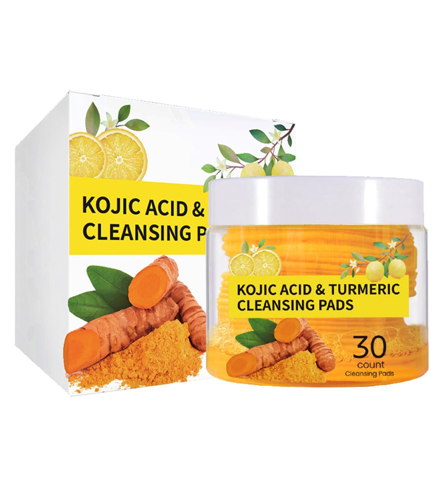 Turmeric Kojic Cleansing Pads Cleaning Pad with Turmeric and Kojic Turmeric Cleansing Pads for Dark Spots Turmeric Face Exfoliating Pads Turmeric Pads Infused Foaming Exfoliating Pads 30PC - Buy Online on GoSupps.com