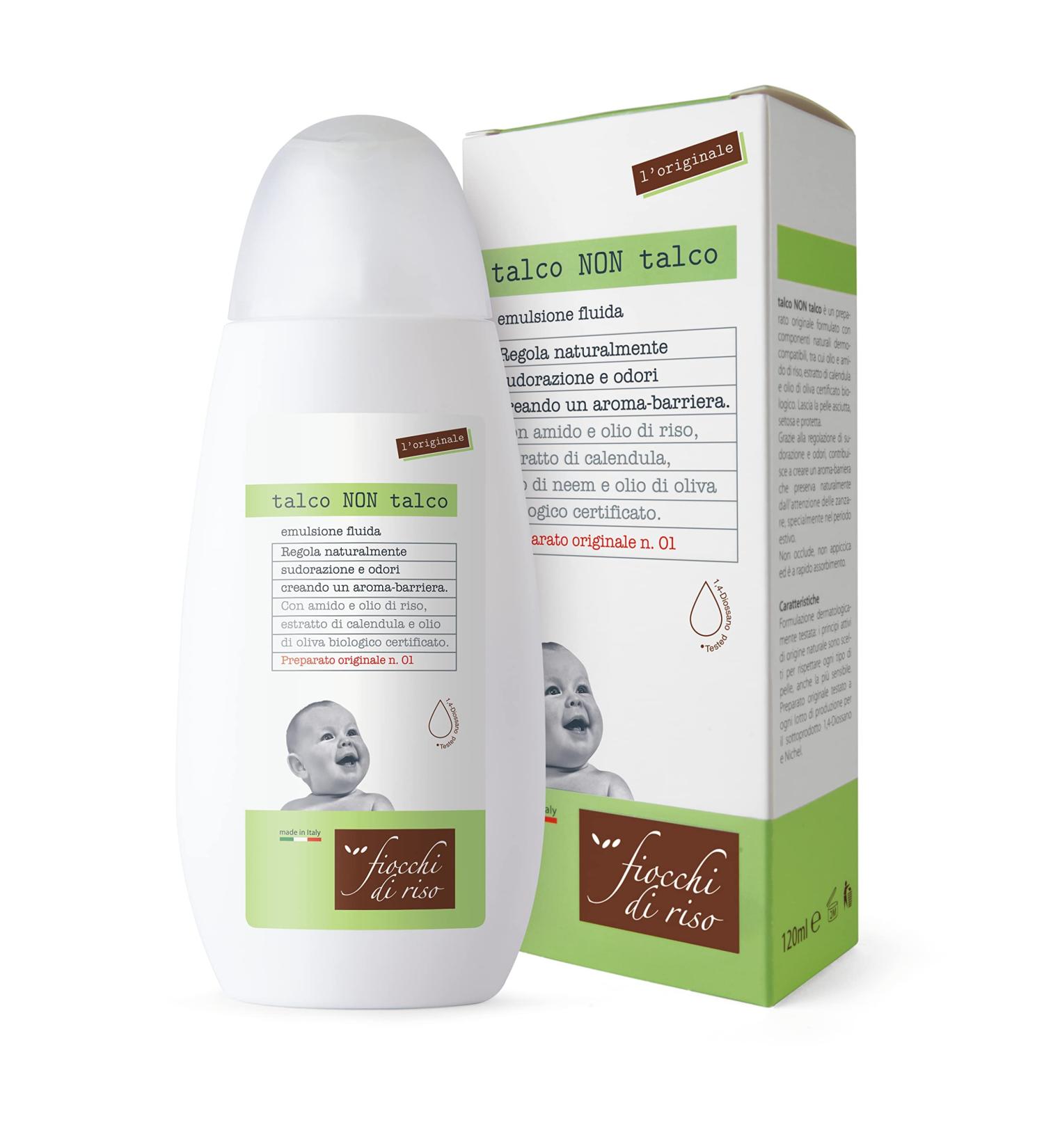 Fiocchi di Riso - Talcum NOT ORIGINAL Talc - 120 ml - SWEATING AND MOSQUITOES - Regulates sweating creating an aroma-barrier. 120 ml (Confezione da 1)