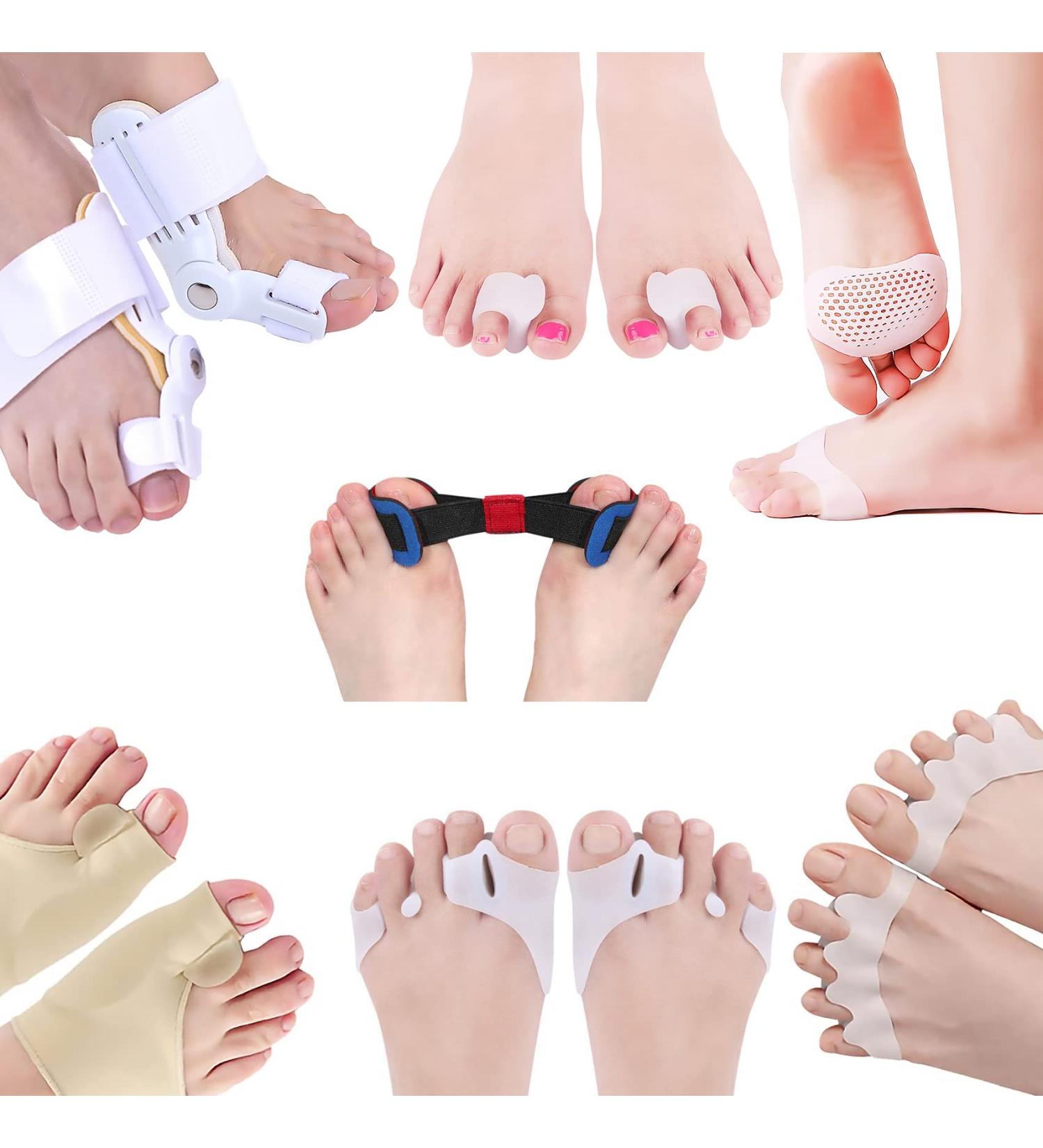 Bunion Corrector Kit - 15Pcs for Women and Men, Hallux Valgus Relief, Toe Spacer Straightener, Big Toe Separator, Metatarsal Sleeve Protector and Exercise Strap - Buy Online on GoSupps.com