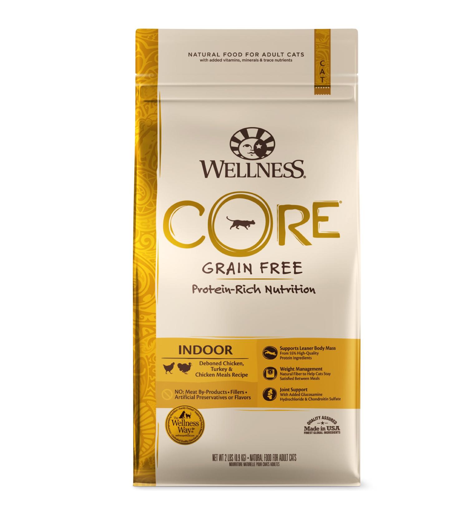 Wellness CORE Grain Free High Protein Dry Cat Food - Chicken & Turkey - 2lb - Natural Adult Cat Formula - Buy Online on GoSupps.com