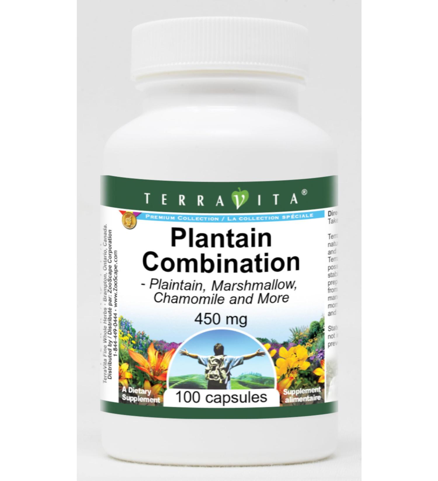 Plantain Combination - Plaintain Marshmallow Chamomile and More - 450 mg (100 Capsules ZIN: 512583) - 3 Pack - Buy Online on GoSupps.com