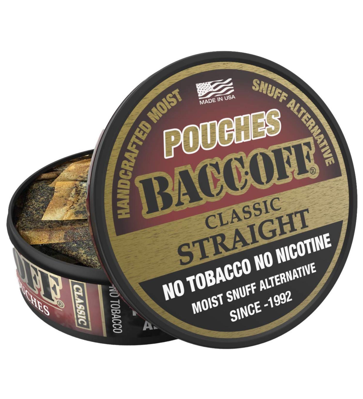 BaccOff Original Straight Pouches - Premium Tobacco & Nicotine Free Snuff Alternative (5 Cans) - Buy Online on GoSupps.com