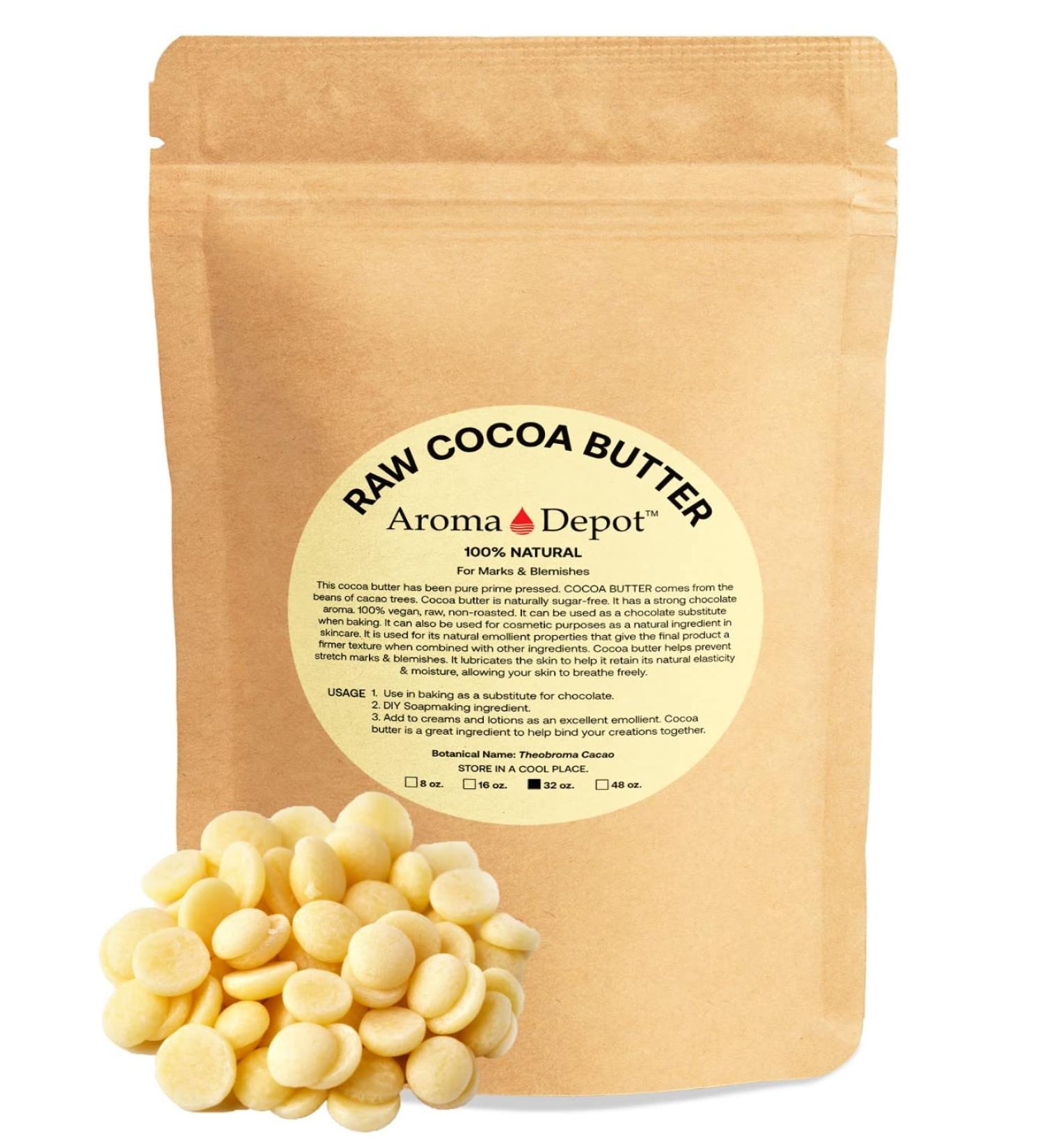 2 lb. Non-Deodorized Cocoa Butter Wafers - 100% Food-Grade Natural & Raw Vegan Non-GMO for Skin, Body, Hair Care - DIY Body Butter, Lotions, Chocolate Bars, Creams - Reduces Fine Lines, Wrinkles & Eczema Relief - Buy Online on GoSupps.com