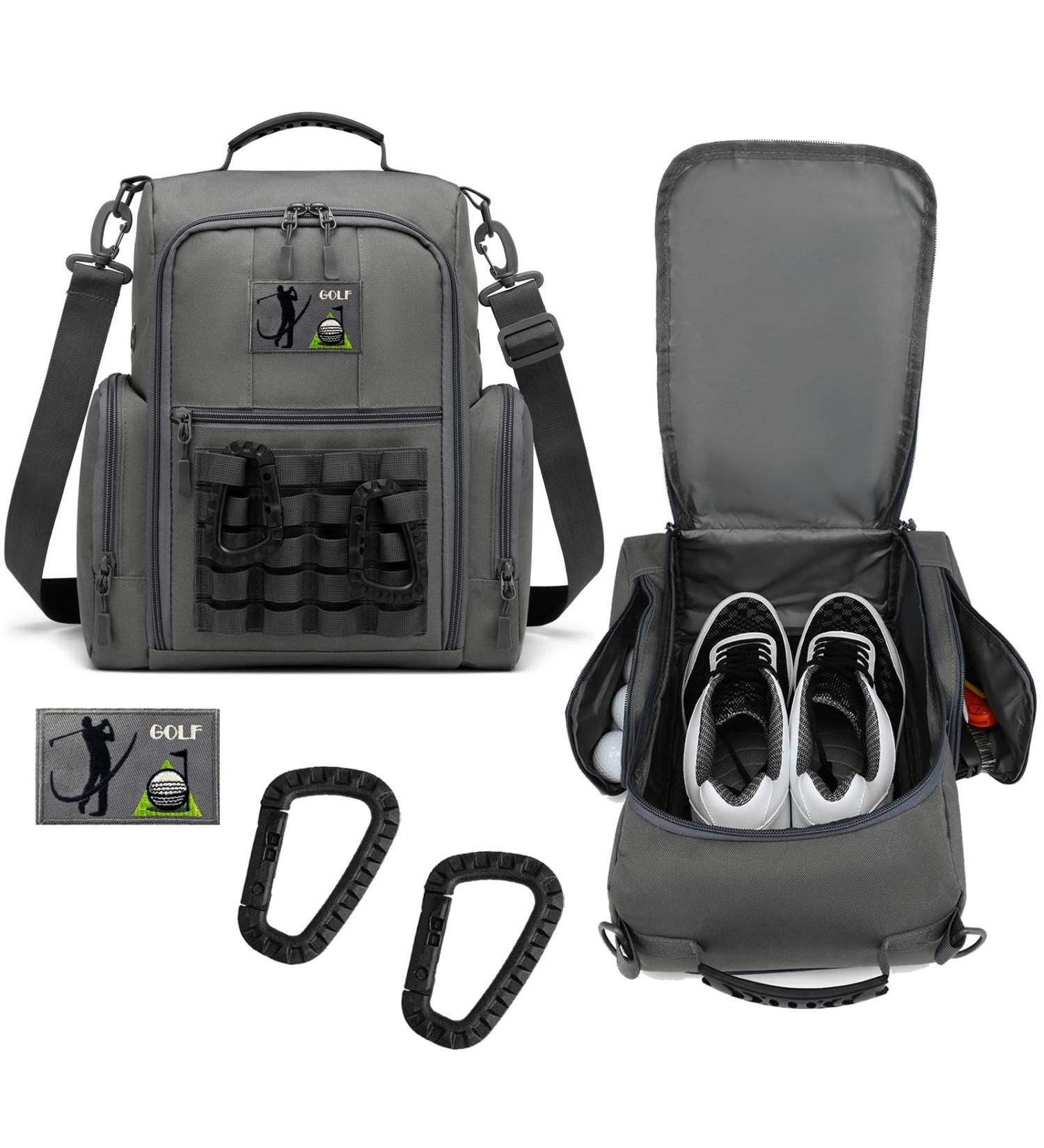 Men's Tactical Golf Shoe Pocket Travel-Sports Carrier Bag with Ventilation & Outer Pocket Gray - 11.8 x 14 inches - Buy Online on GoSupps.com