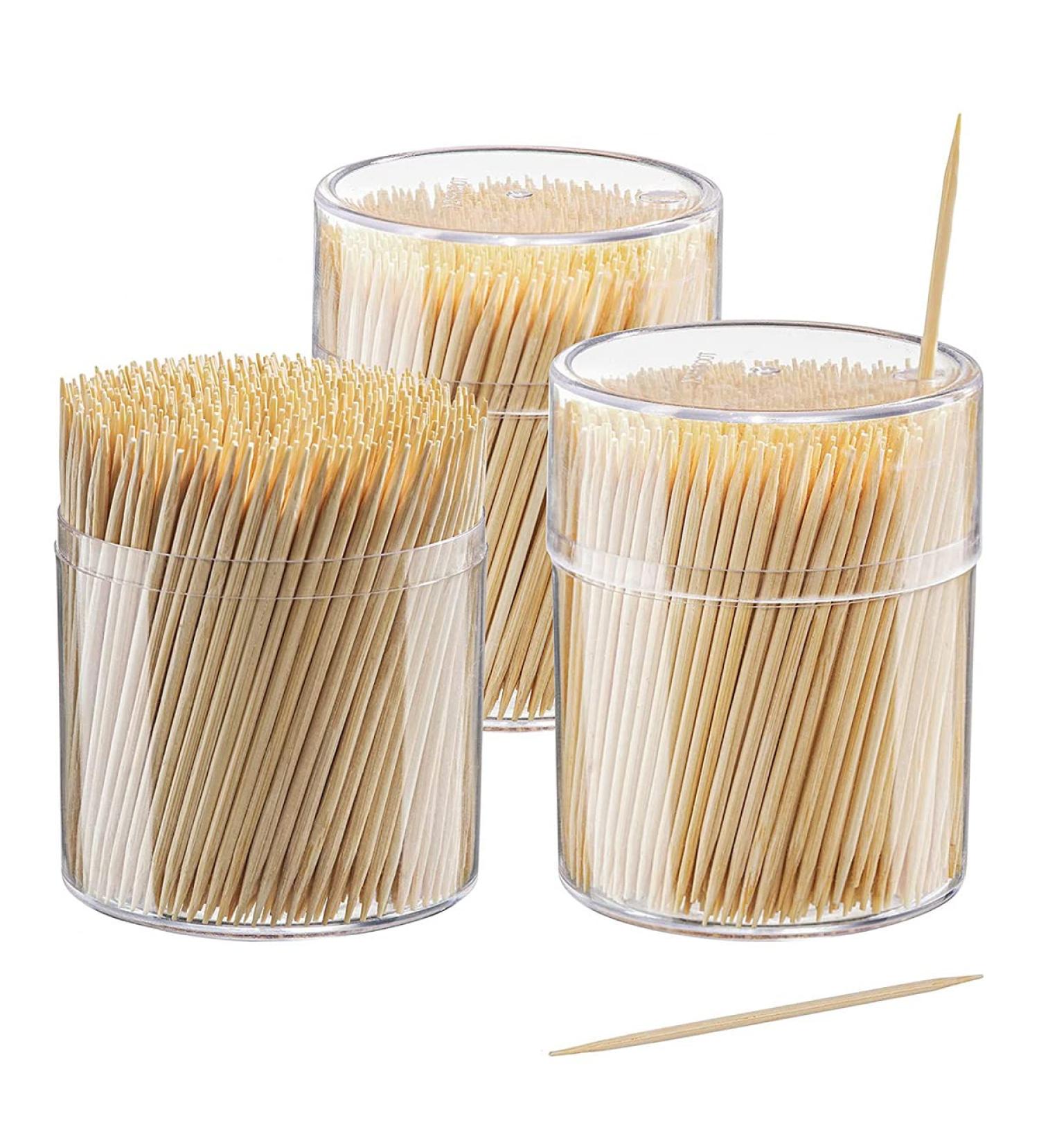 1500 Count Bamboo Double Pointed Toothpicks - Round Wood Picks for Teeth Cleaning - Buy Online on GoSupps.com