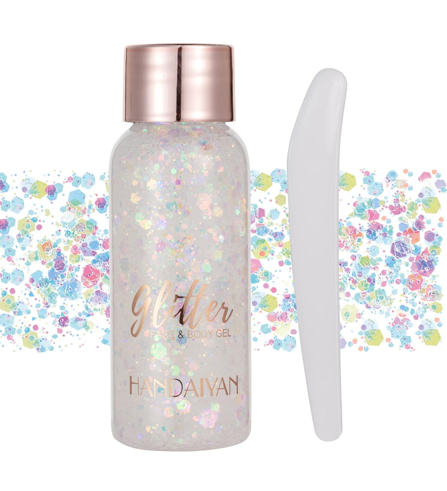 GL-TURELIFES Mermaid Sequin Chunky Glitter Liquid Eyeshadow & Body Gel - Festival Makeup Hair & Nail Glitter - Long-Lasting Sparkling 30g (#101 White) - Buy Online on GoSupps.com