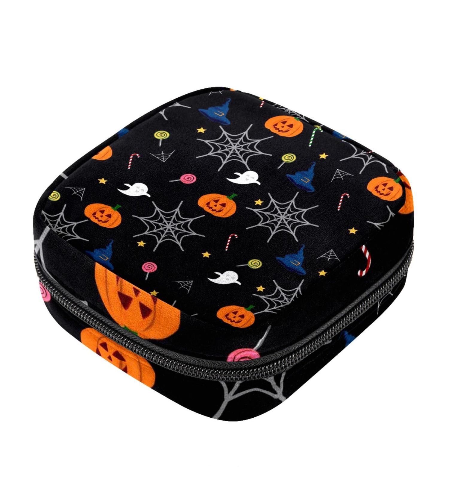 Halloween Pattern Menstrual Cup Pouch and Pad Bag - Color 5 | Portable Sanitary Napkin Storage - Buy Online on GoSupps.com