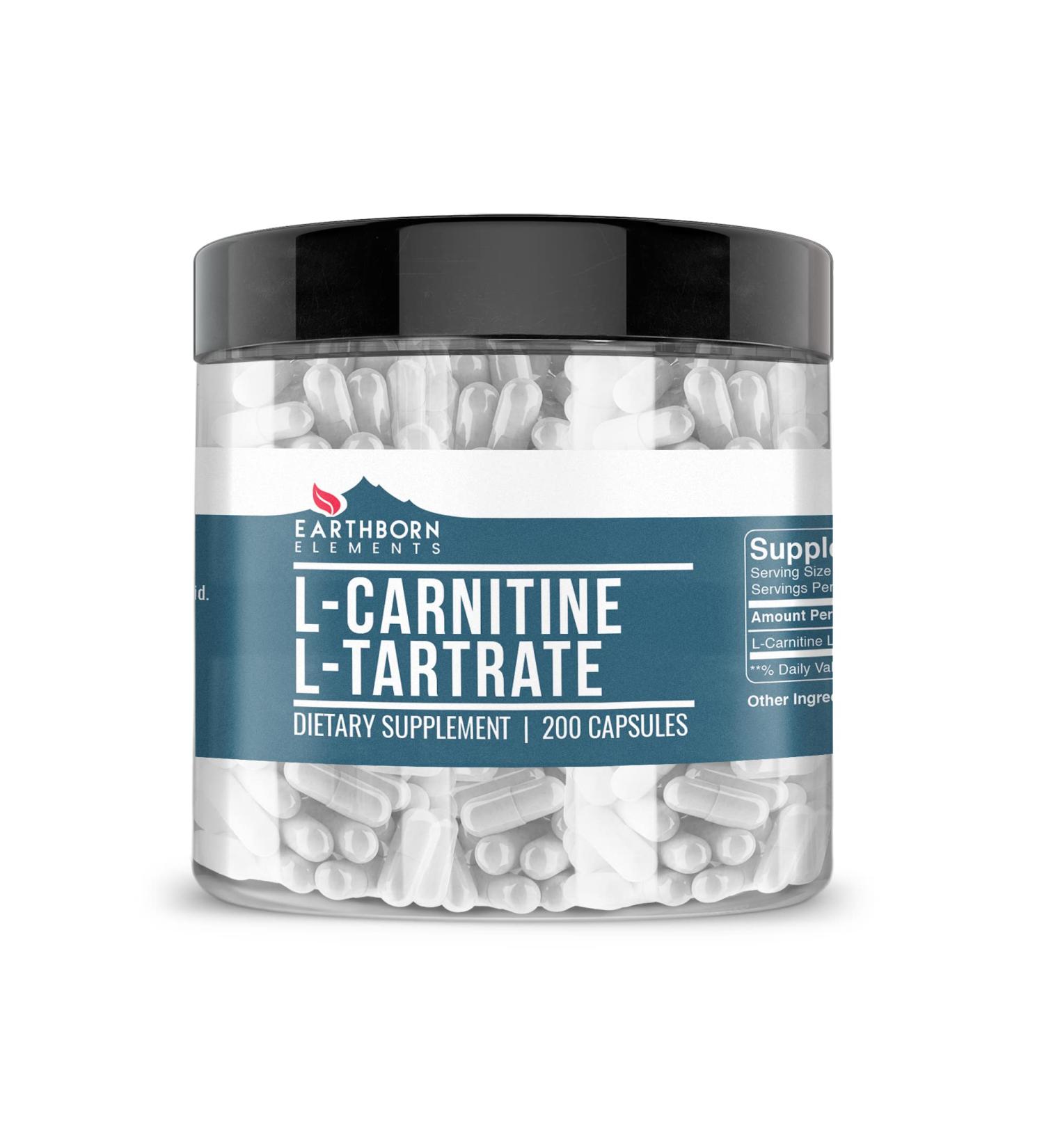Earthborn Elements L-Carnitine Tartrate 200 Capsules No Magnesium or Rice Fillers No Additives Gluten-Free Undiluted 200 Count (Pack of 1) - Buy Online on GoSupps.com