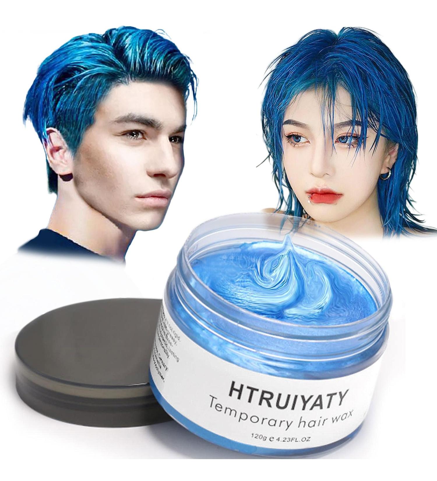 Blue Hair Color Wax Temporary Modeling Natural Color Hair Dye Wax Unisex One-time Hairstyle Cream Styling Wax for Party Cosplay Halloween Masquerade - Buy Online on GoSupps.com