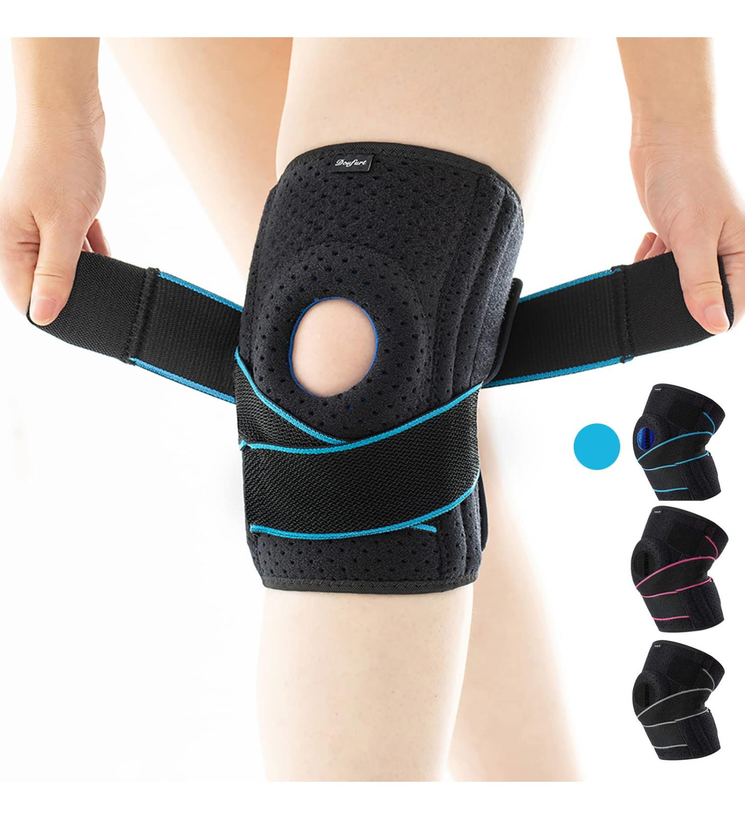 Doufurt Knee Brace for Meniscus Tear ACL MCL Injury Recovery - Adjustable Support for Men and Women - Large Size - Blue & Black - Buy Online on GoSupps.com