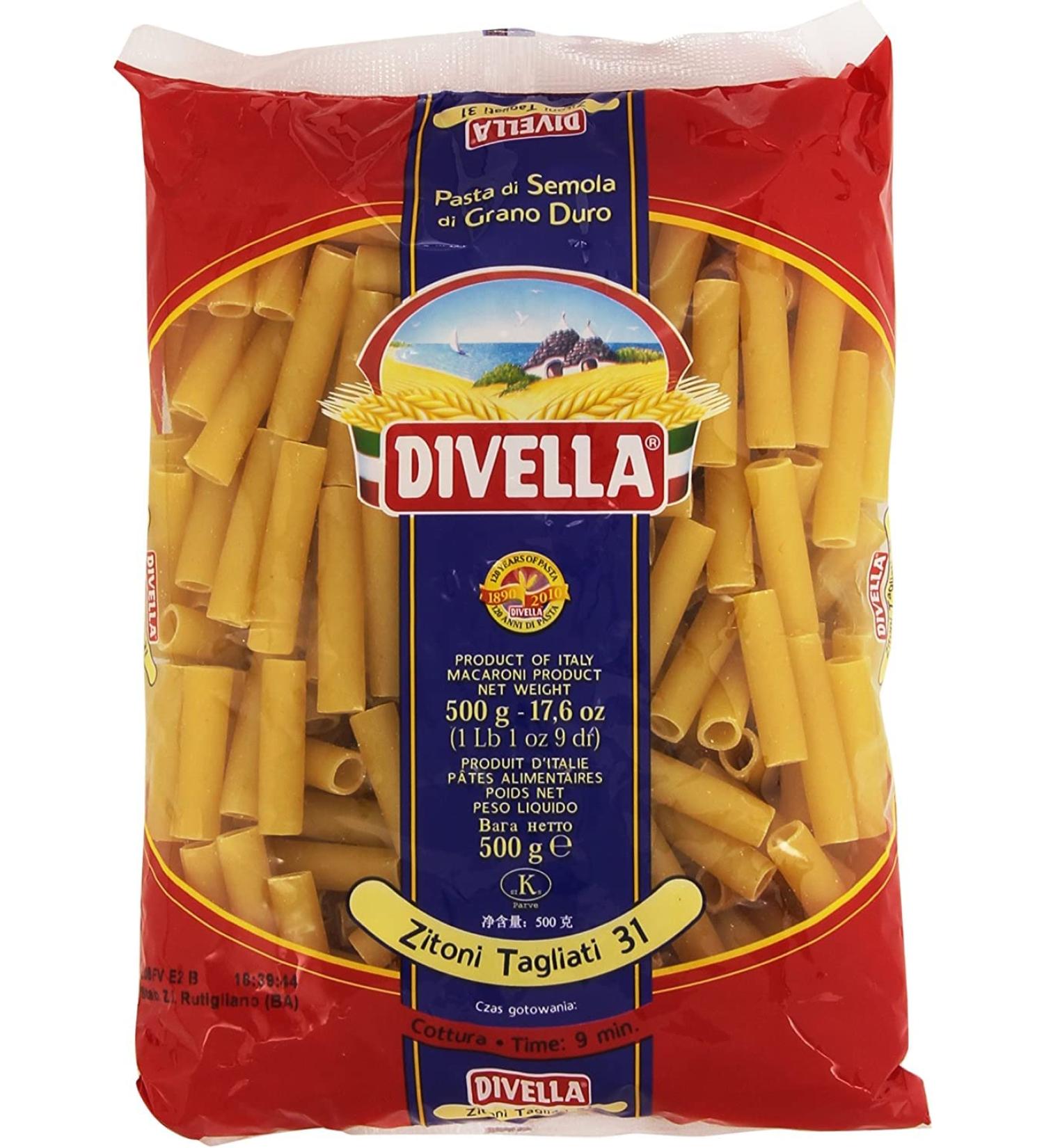  Italian Gourmet E.R. Divella Zitoni Tagliat N. 31 Pack of 10 durum wheat semolina pasta 500 g + Italian Gourmet Polpa di Pomodoro 400 g - Buy Online on GoSupps.com