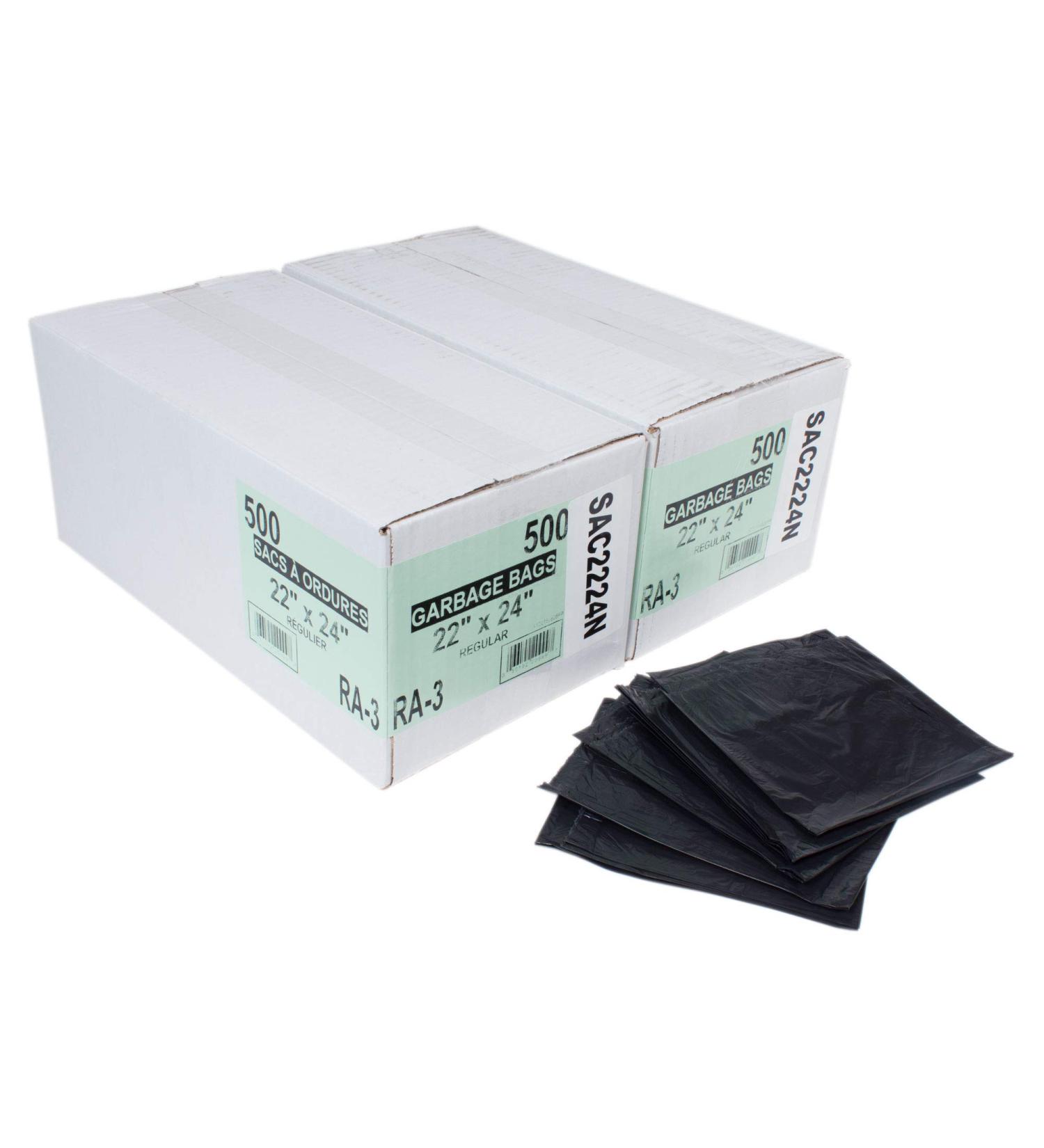 Commercial Garbage/Trash Bags - Regular - 22" x 24" (55.8 cm x 60.9 cm) - Black - 2 Boxes of 500