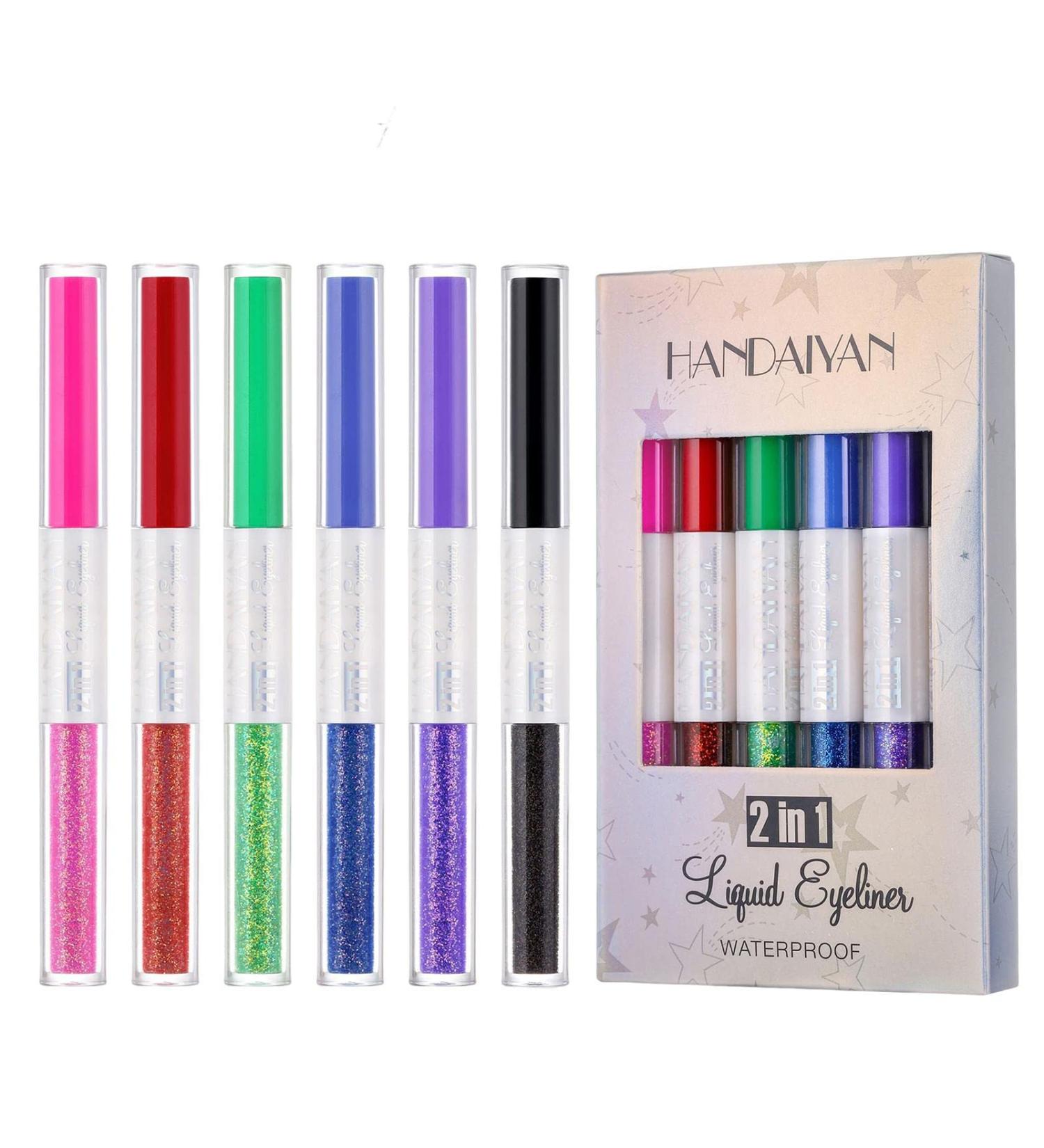  Dous Colored eyeliner 6 colored eyeliner pencils with two ends for color application perfect for Valentine's Day gifts waterproof smooth and fade-resistant colors. - Buy Online on GoSupps.com