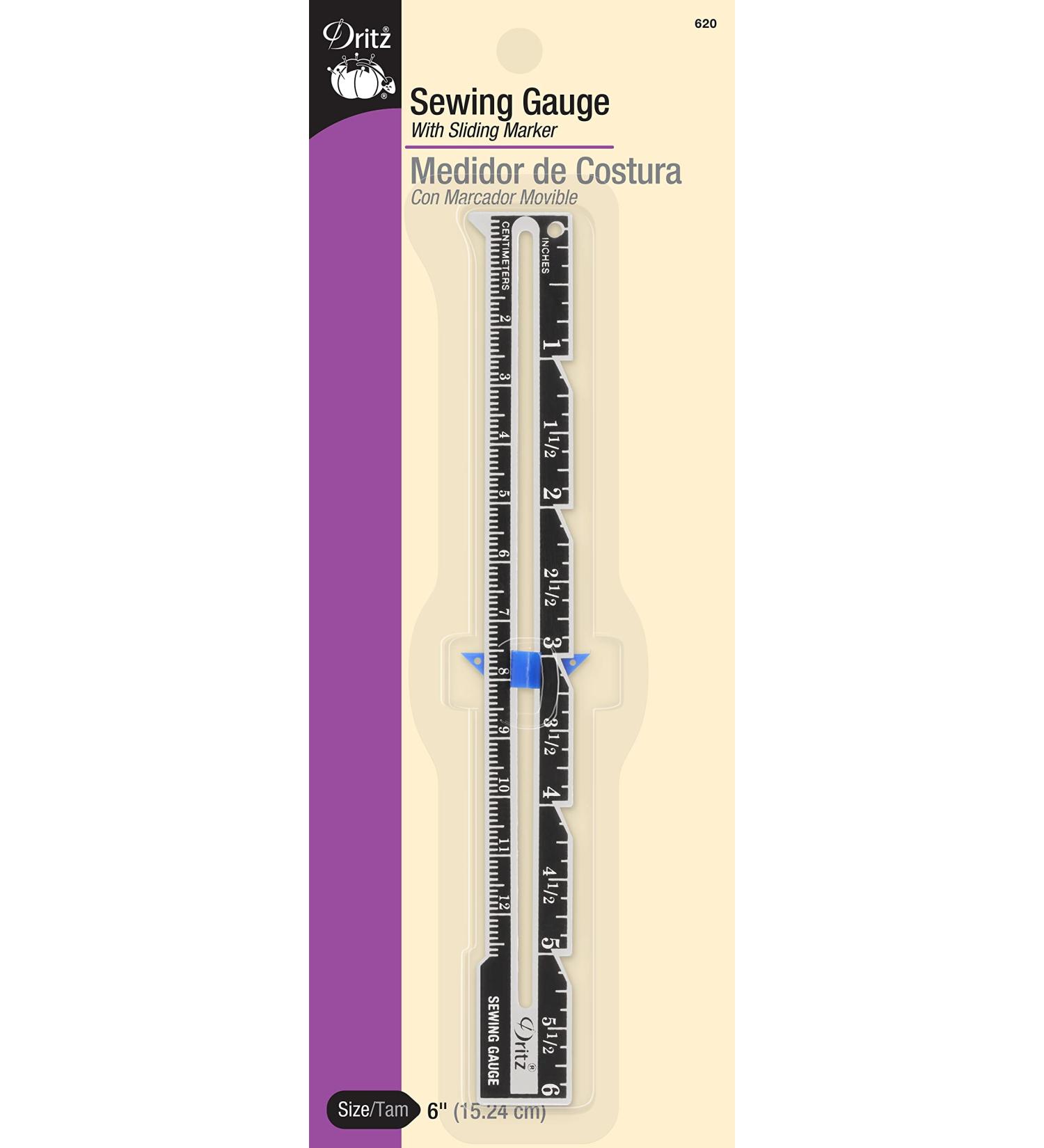 Dritz Sliding Marker Sewing Gauge - Nickel with Black Printing and Blue Slider - Buy Online on GoSupps.com