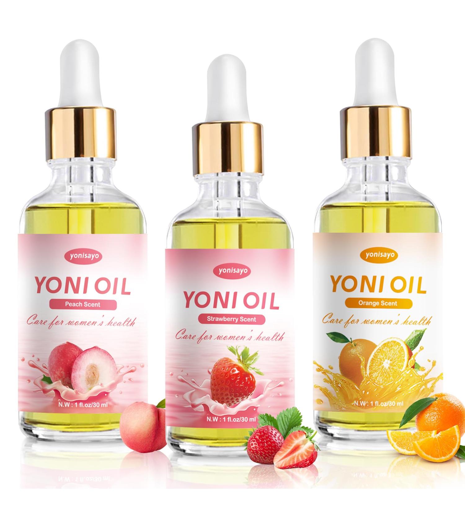 3 PCS Yoni Oil - Natural Feminine Intimate Moisturizer & Deodorant | PH Balance Serum for Women - Orange Strawberry Peach Scent - Buy Online on GoSupps.com