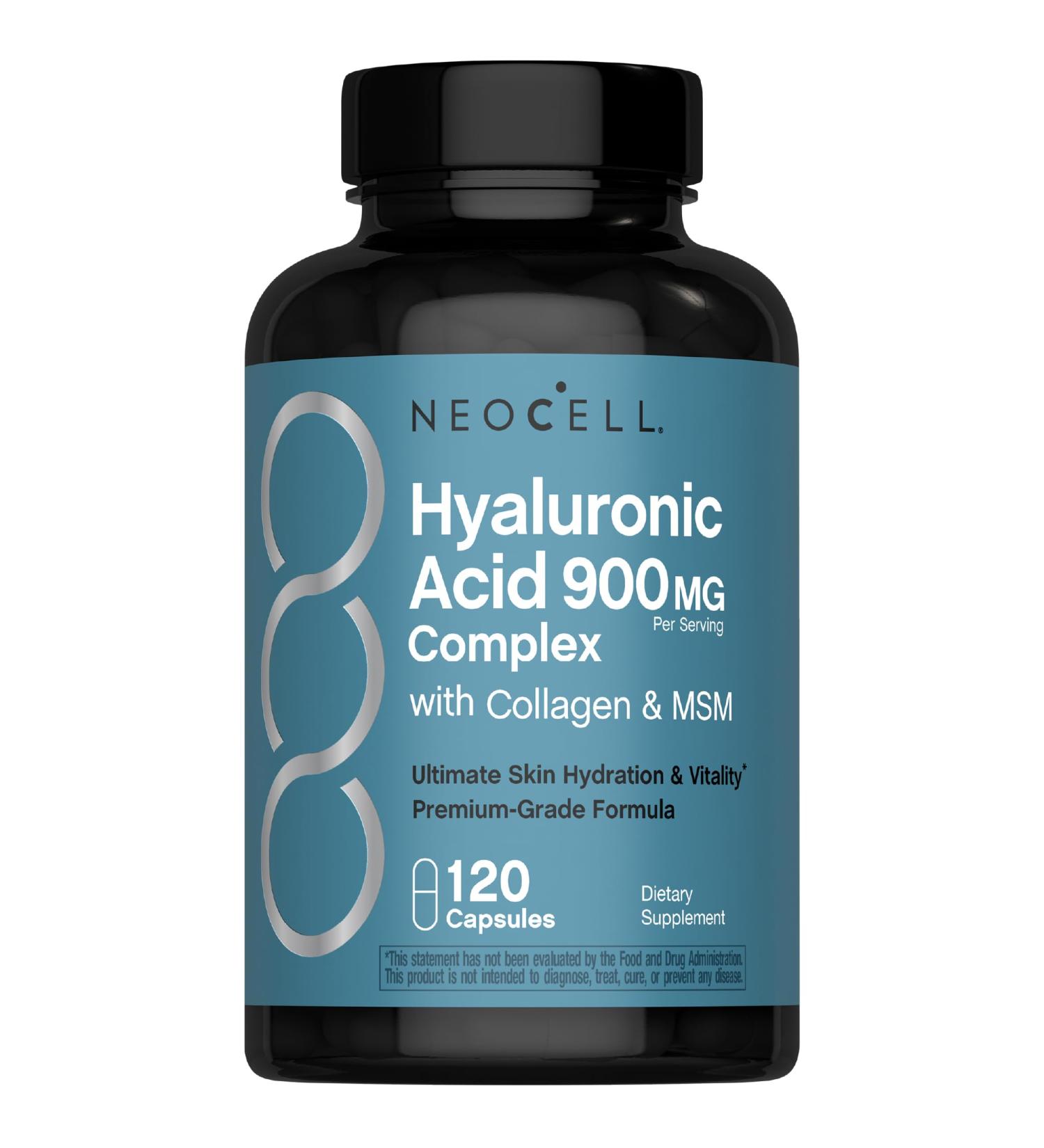 NeoCell Hyaluronic Acid Complex 900mg | 120 Capsules | with BioActive Collagen Peptides & MSM | Premium Grade Formula - Buy Online on GoSupps.com
