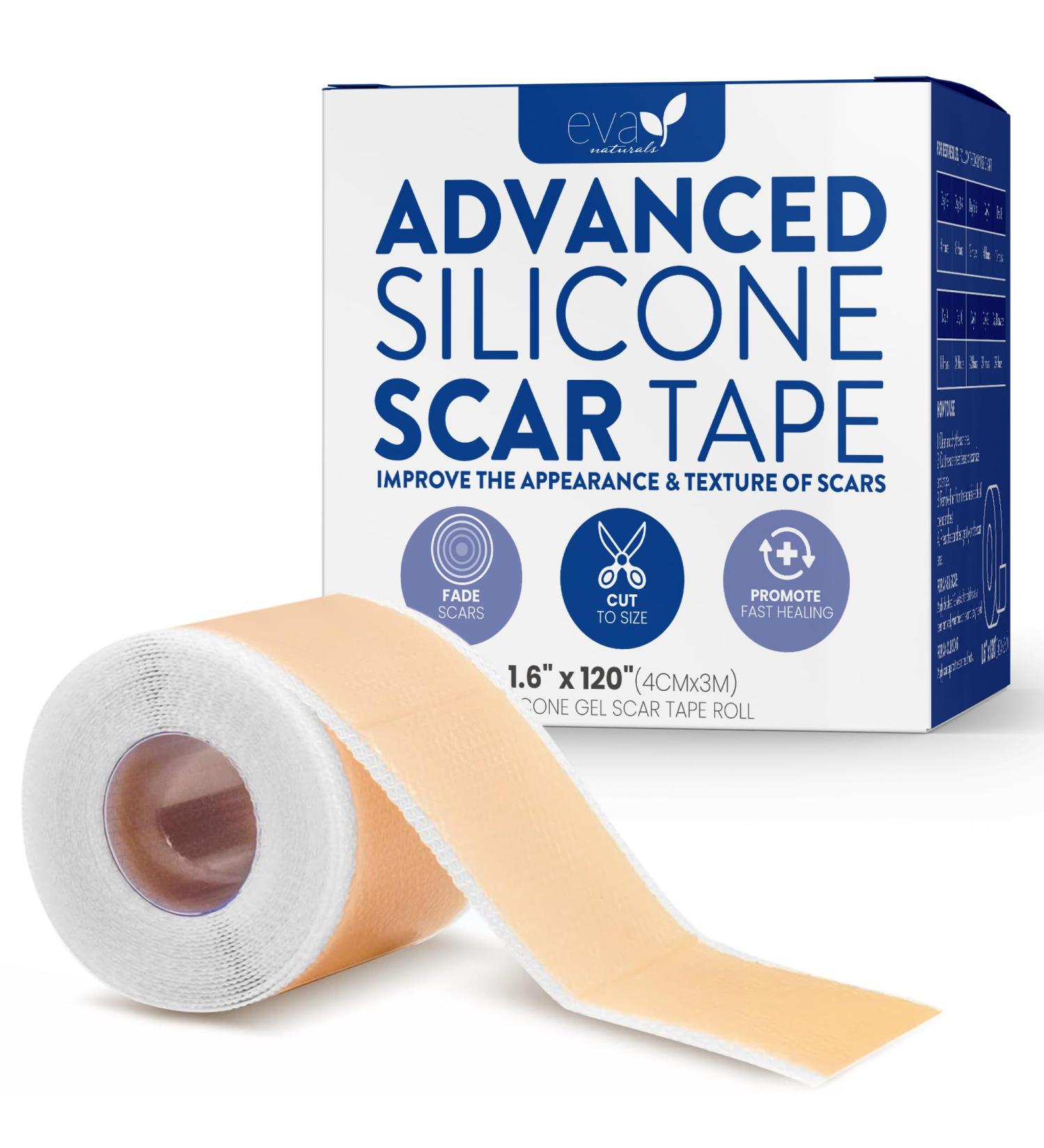 Soft Medical Grade Silicone Tape for Scars - Reduce Surgical C-Section Keloid & Acne Scars - 1.6" x 120" (Pack of 1 - Buy Online on GoSupps.com