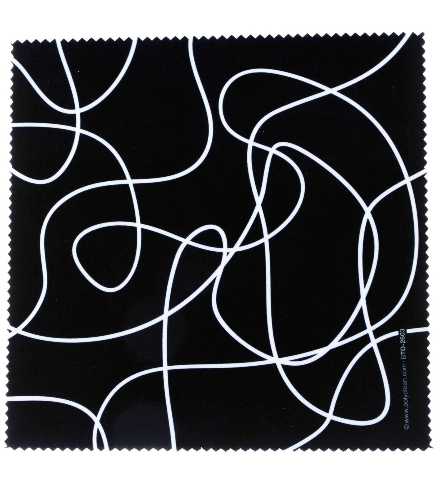 Polyclean microfibre cloth with motif "Lines on Black" | Glasses cleaning cloth