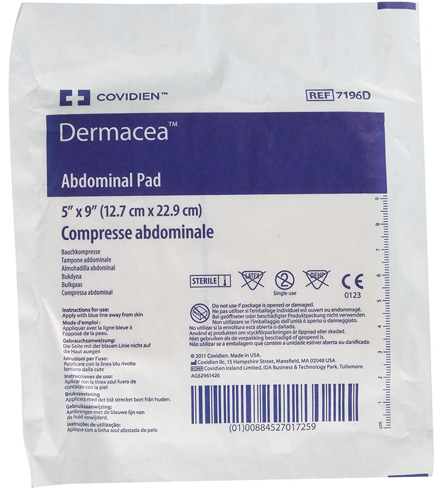 Wp000-7196D 7196D Pad Dermacea Abdominal Lf Sterile 5X9" Non-Woven 36 Per Pack # 7196D from Kendall Company