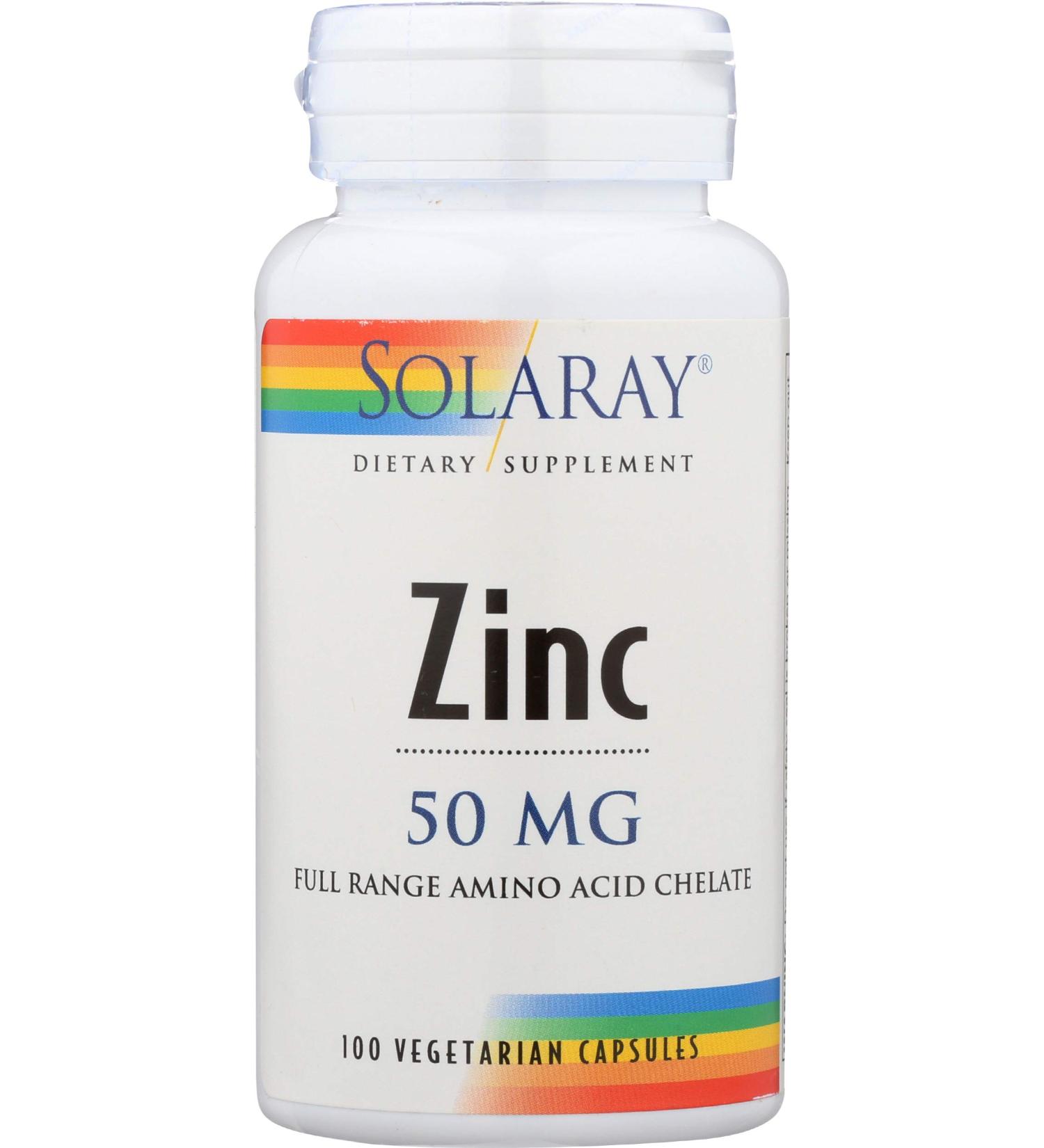 Solaray Zinc Amino Acid Chelate 50mg Vcaps - 100 Count - Buy Online on GoSupps.com