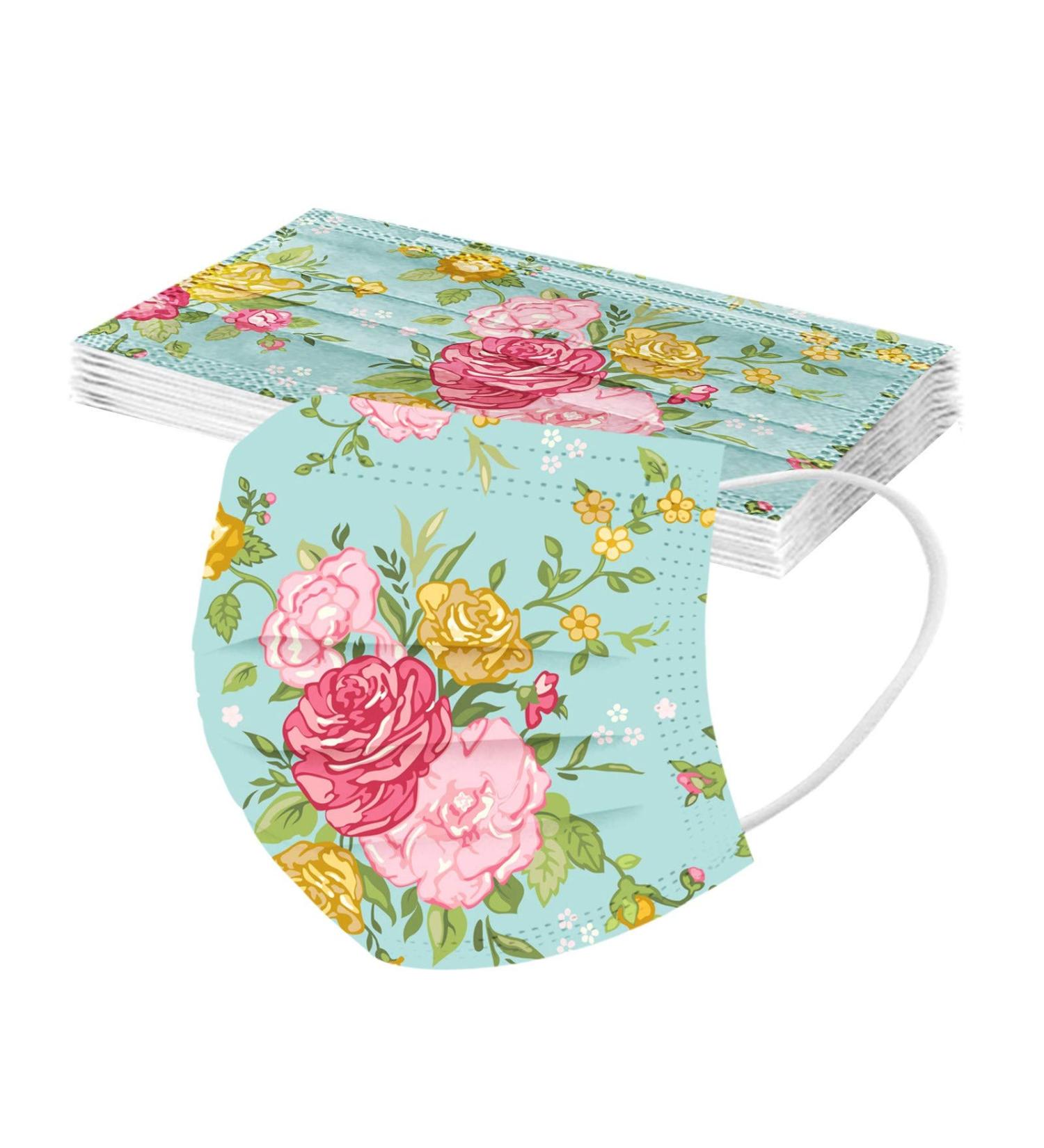 Lulupi 10-Piece One-Way Adult Flower Motif Mouth & Nose Protection Masks for Women - Elegant & Breathable Bonda Mask Necklace - Buy Online on GoSupps.com