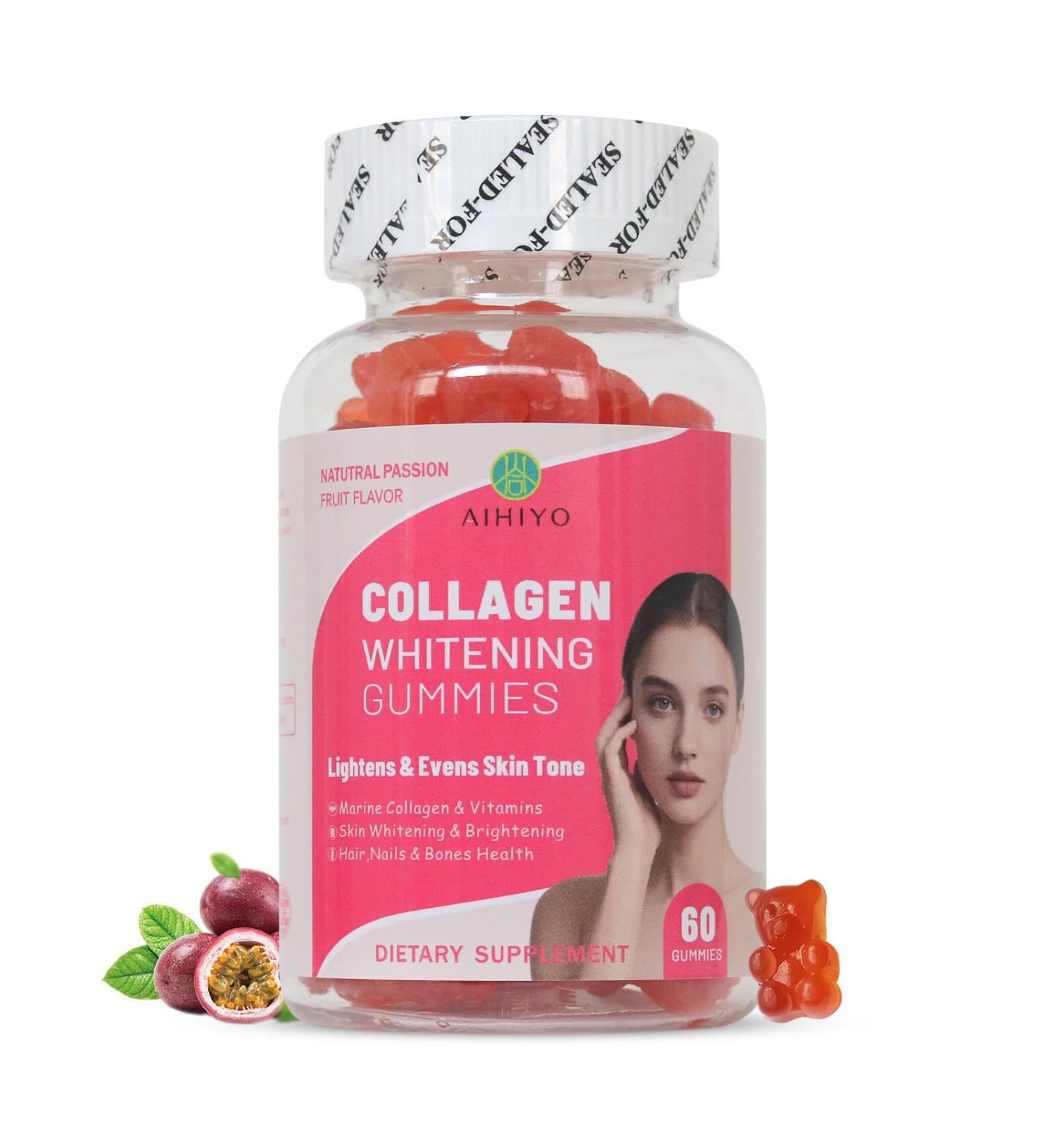 AIHIYO Collagen Whitening Gummies Evens Skin Tone & Supplement Nutrition 60 Count - Buy Online on GoSupps.com