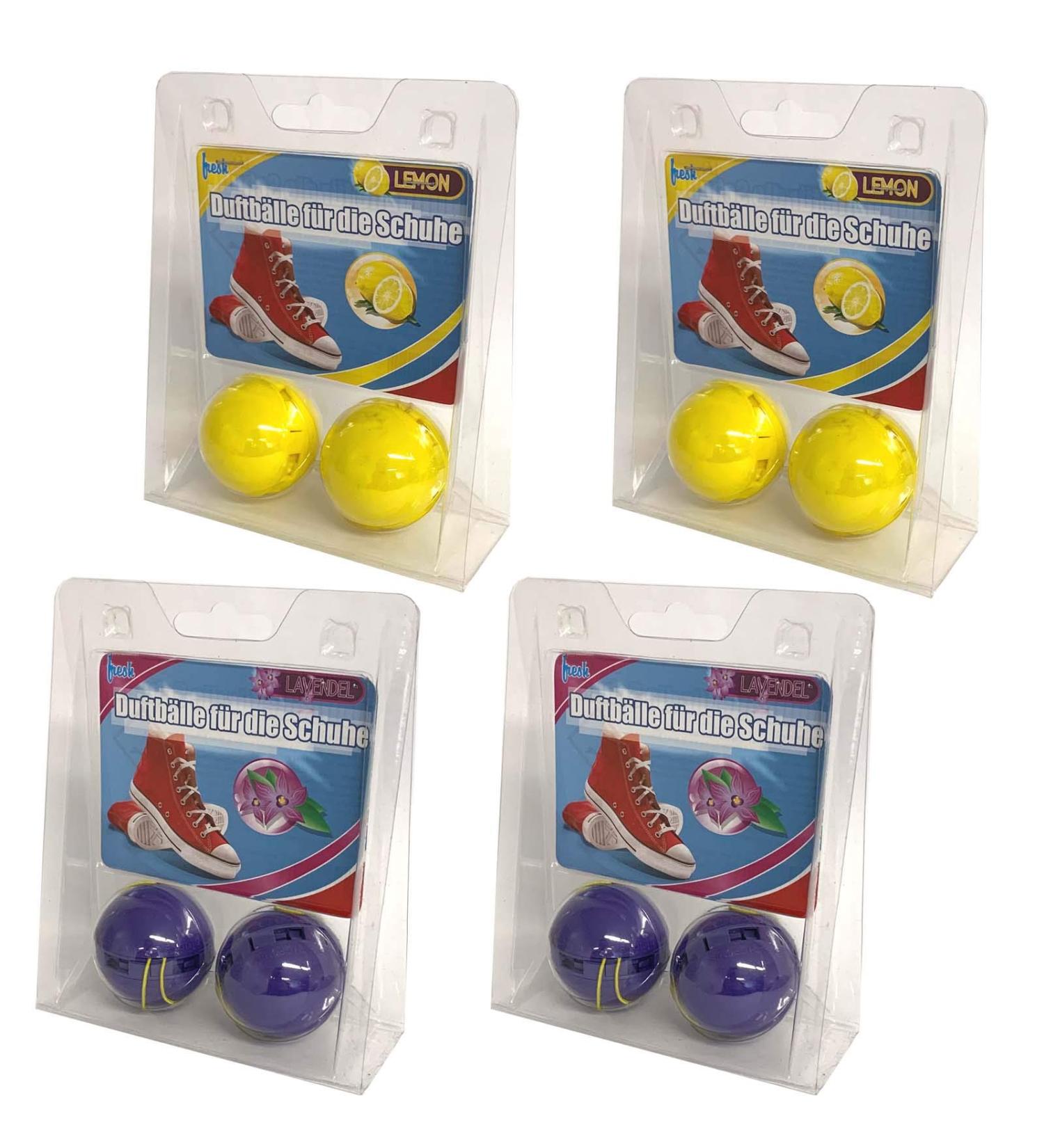 Set of 4 Shoe Deodorant Balls - Odor Stop & Scented Shoe Care | Lavender & Lemon Shoe Disinfection for Sports & Everyday Shoes - Buy Online on GoSupps.com