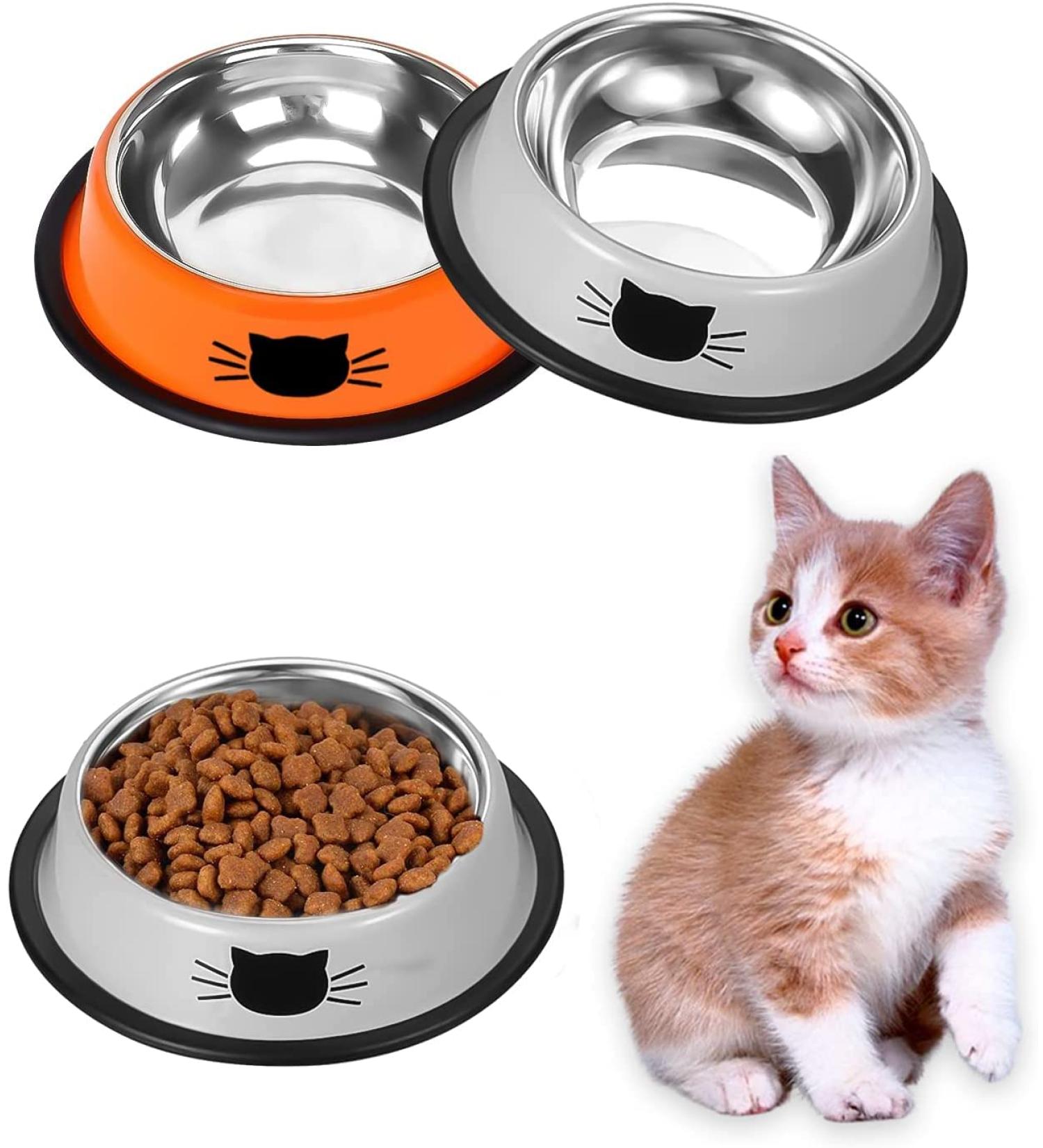 Ctop 2 Piece Cat Food Bowls Cat Bowls Cat Protection Set Dog Bowls.Non-Slip Stainless Steel Cat Bowl Water Bowl Cat Bowl Cat Bowls and Drinking for Pets Gray Red - Buy Online on GoSupps.com