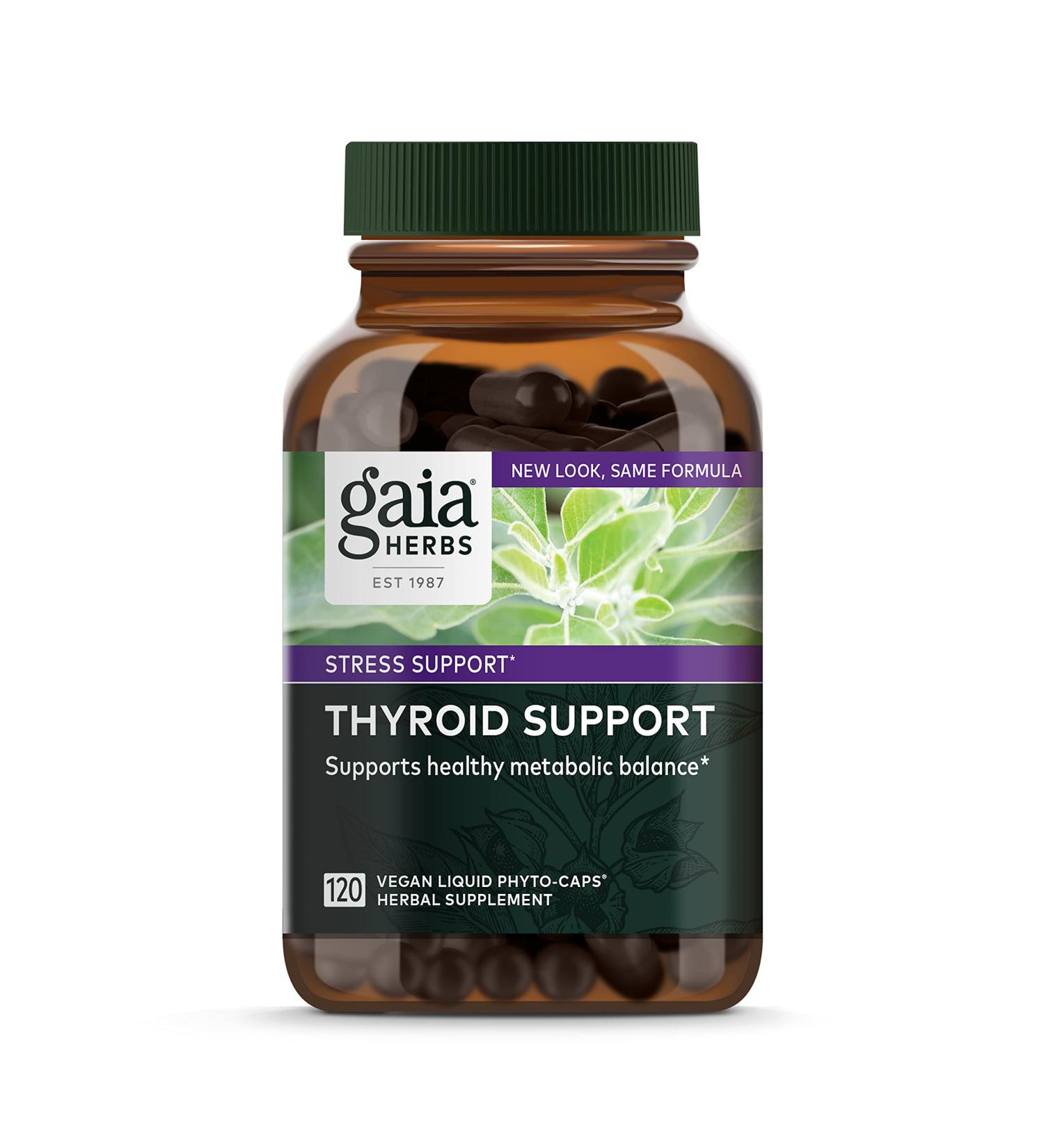 Gaia Herbs Thyroid Support - 60 Vegan Liquid Phyto-Caps for Optimal Wellness - Buy Online on GoSupps.com