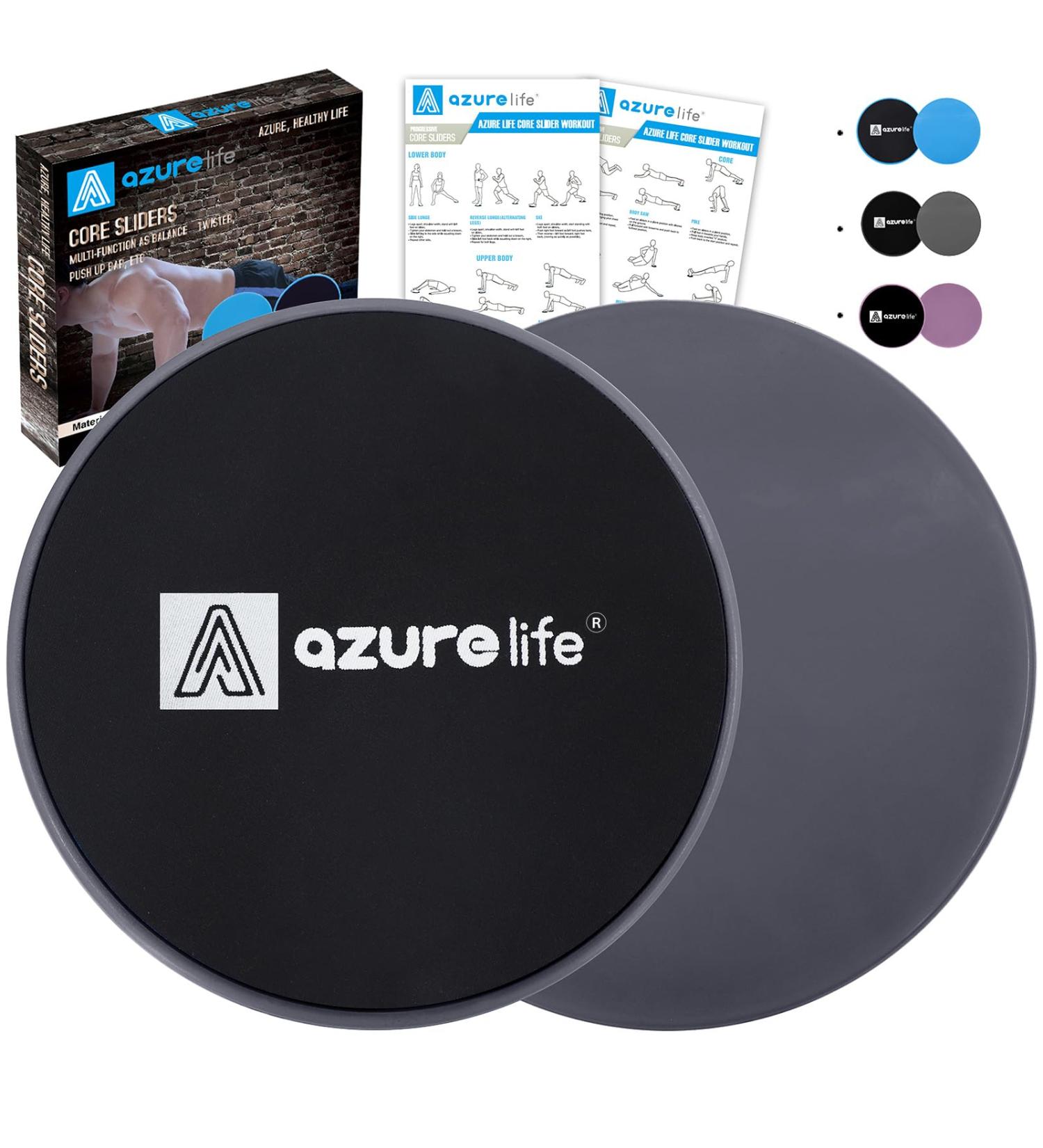 Azurelife Core Glider & Double-Sided Exercise Discs - Portable & Versatile for Carpet or Hardwood Floors - Perfect for Abdominal & Trunk Training in Gray - Buy Online on GoSupps.com