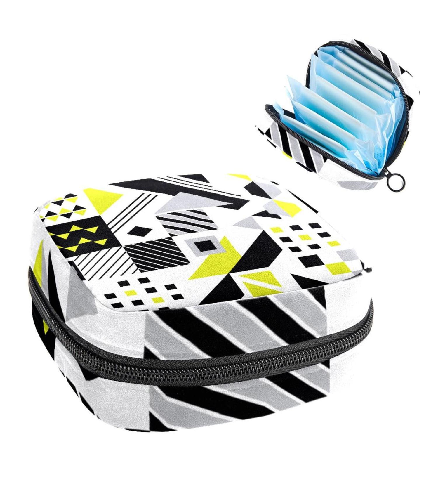 GIAPB Period Bag - Abstract Geometric Plaid Color Sanitary Napkin & Makeup Storage Pouch - Buy Online on GoSupps.com