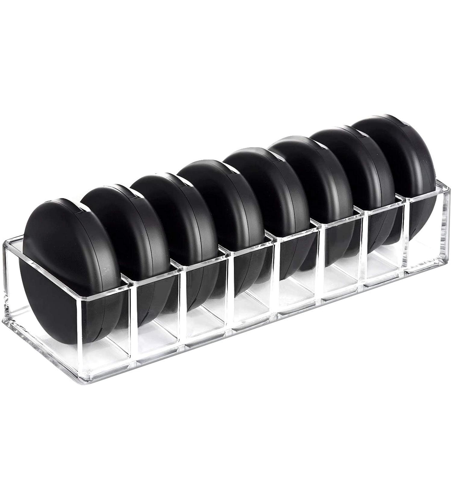 HBlife Clear Acrylic 8-Space Makeup Compact Organizer - Vanity Stand for Eyeshadows, Lipsticks, Skincare, Bathroom Display - Buy Online on GoSupps.com