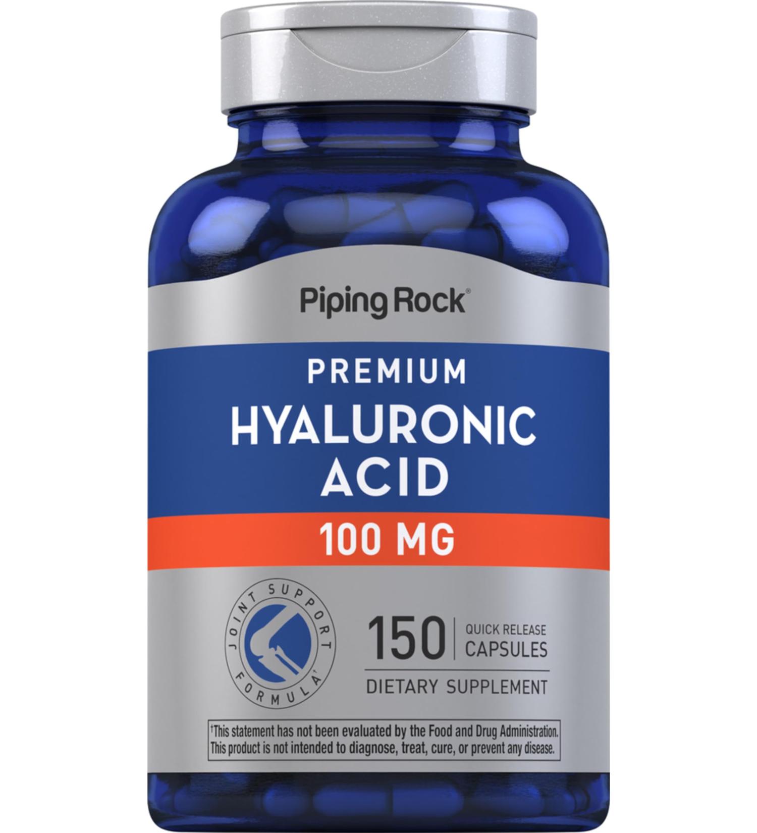 Piping Rock Hyaluronic Acid Capsules | 100mg | 150 Count | Premium Formula | Non-GMO Gluten Free Supplement - Buy Online on GoSupps.com