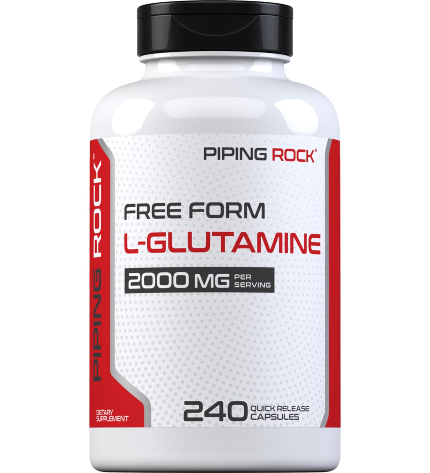 Piping Rock L Glutamine Powder Capsules | 2000 mg | 240 Pills | Supplement for Women & Men | Free Form Amino Acid | Non-GMO Gluten Free - Buy Online on GoSupps.com